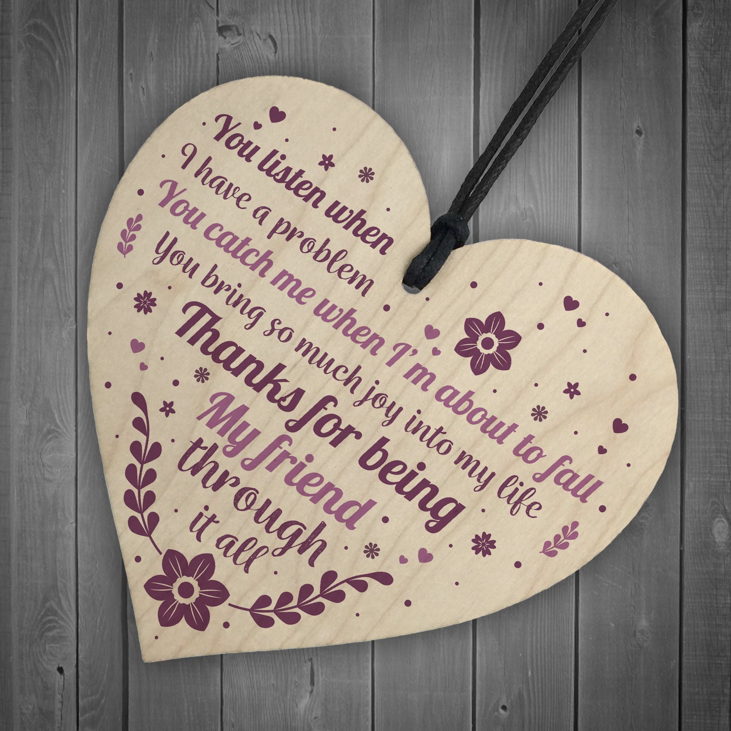 Friendship Best Friend Gift Wooden Heart Thank You Novelty Gift