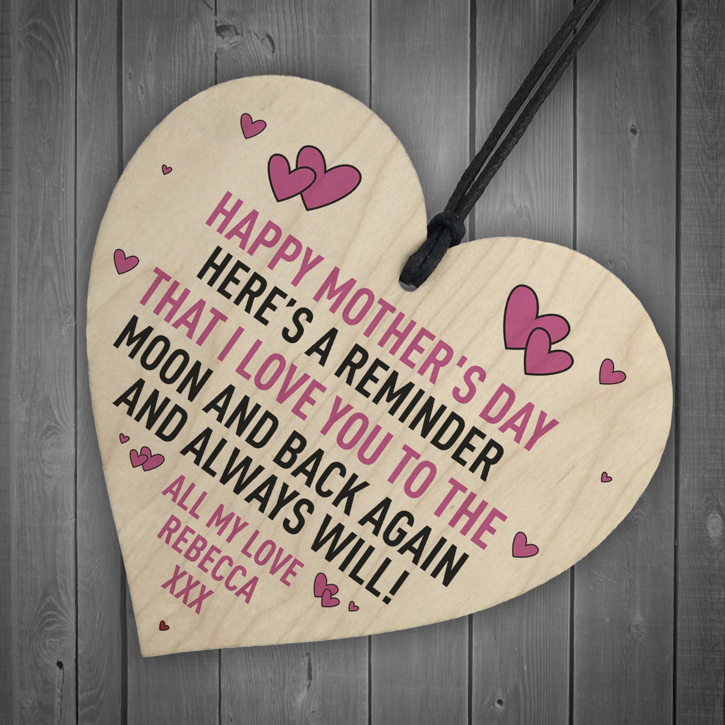 Mothers Day Gift PERSONALISED Wooden Heart Special Gift For Her