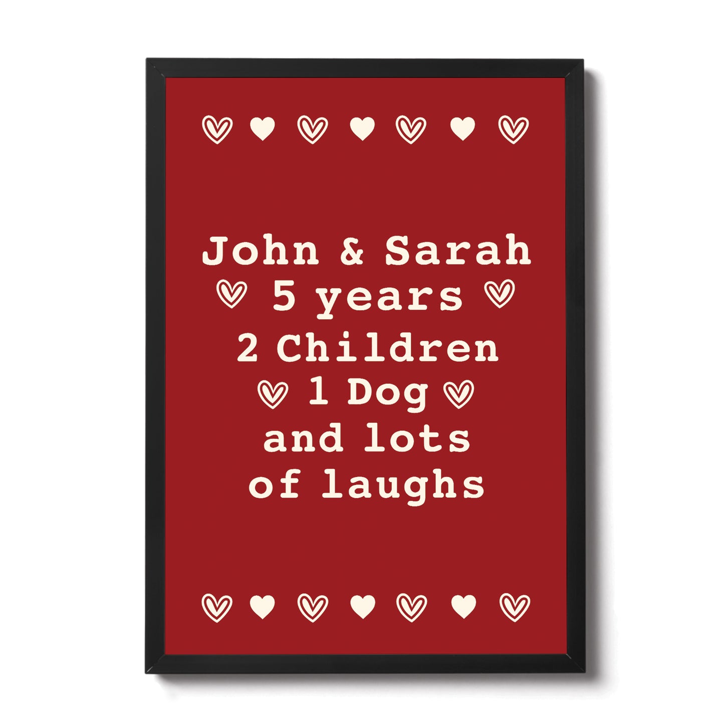 Personalised Valentines Anniversary Gift For Him Her Frame Print