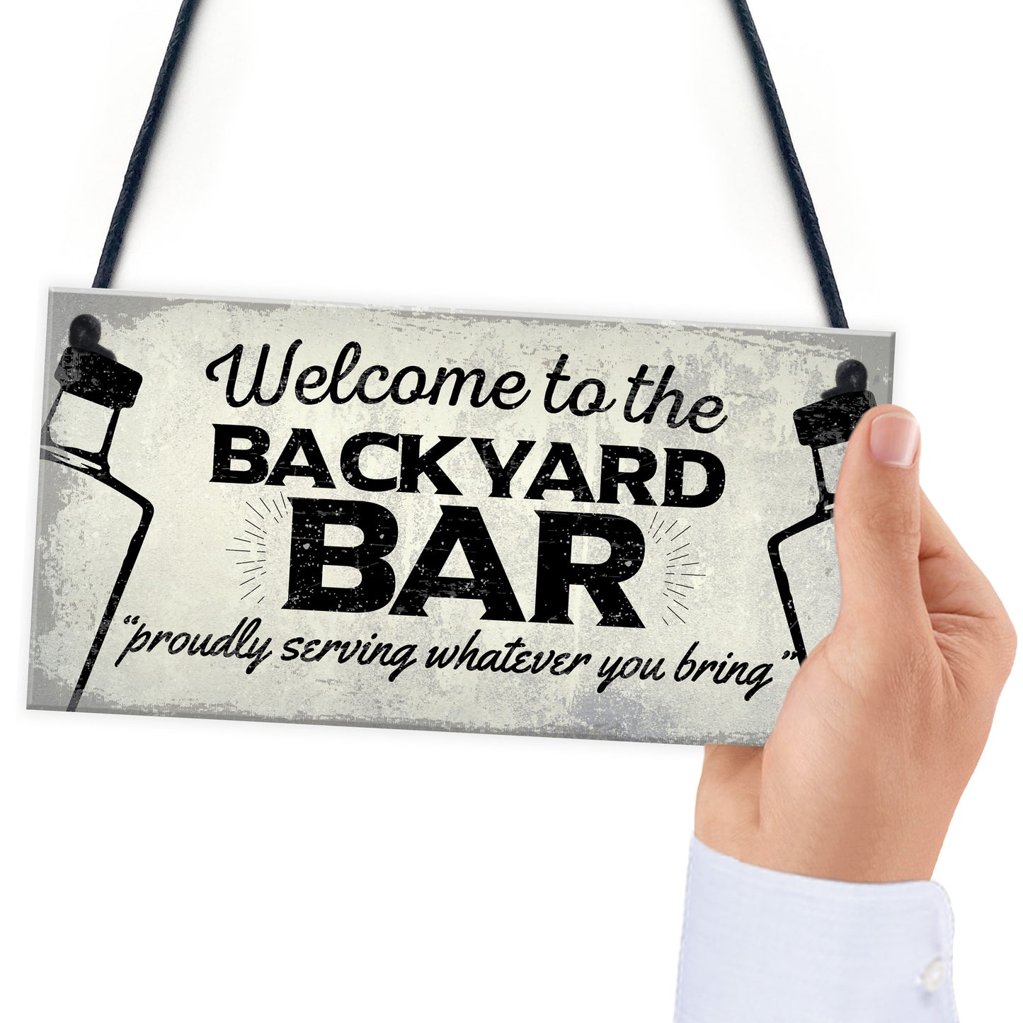 Backyard Bar Garden Plaque Alcohol Man Cave Vintage Beer Gin