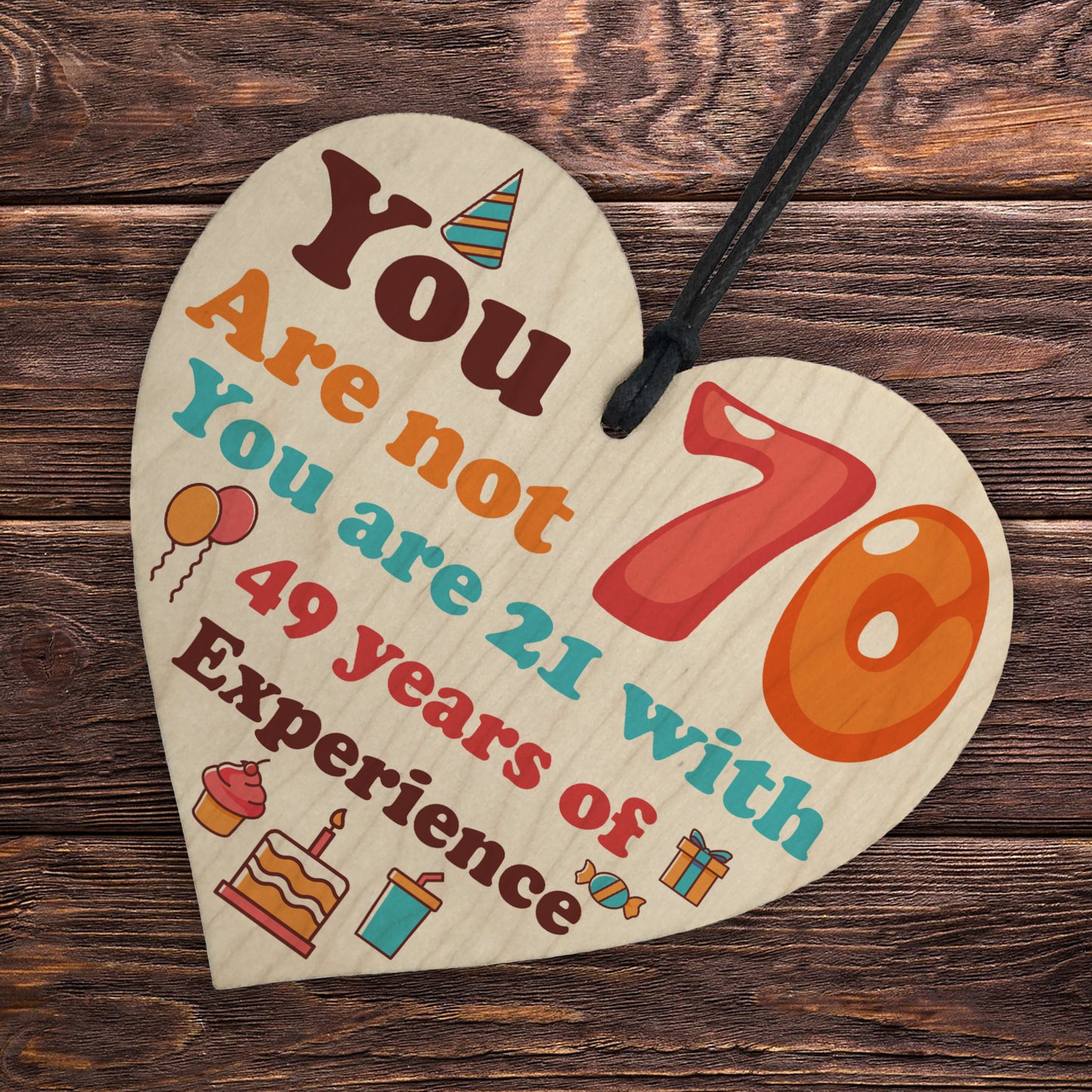 Funny 70th Birthday Gift For Men Women Novelty Wooden Heart