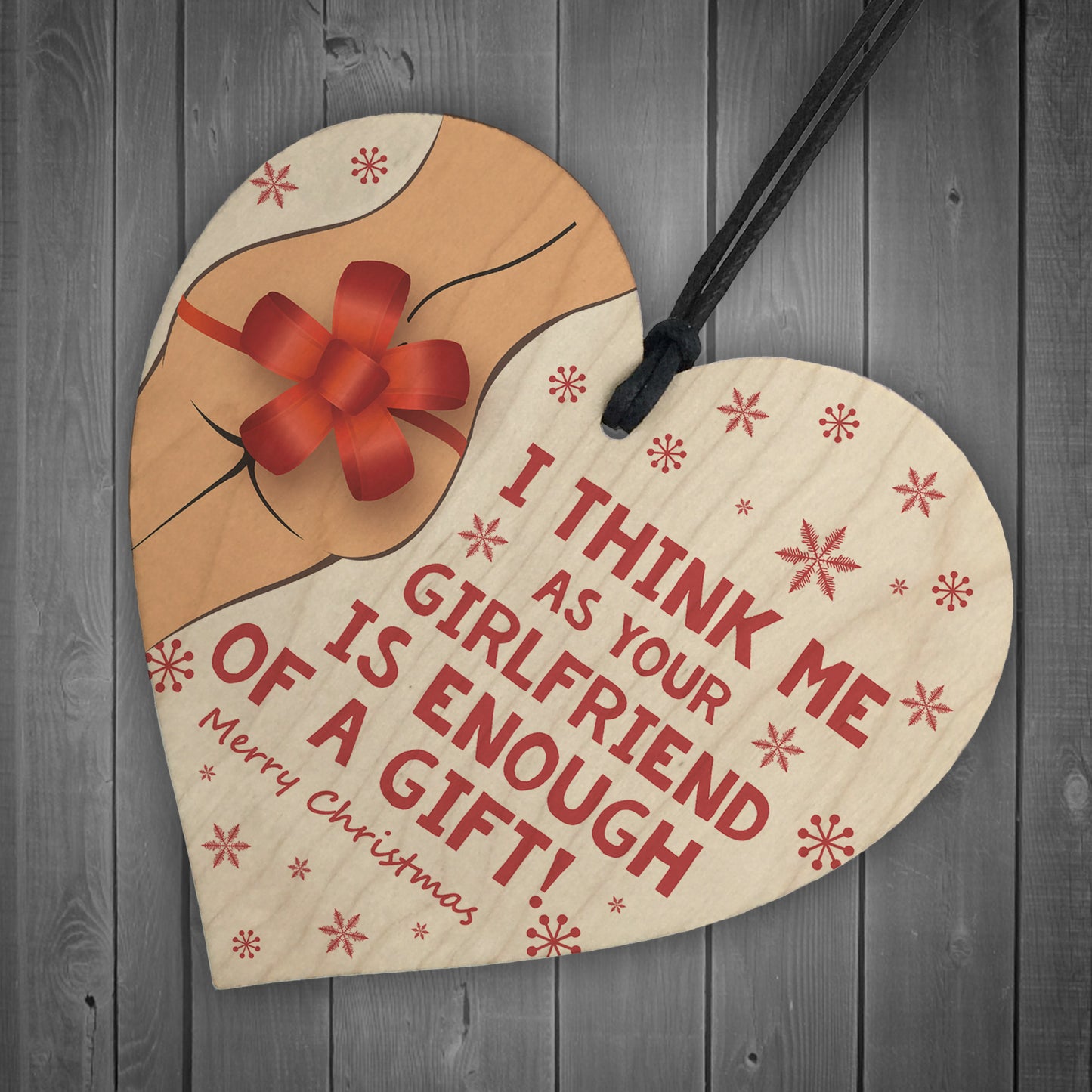 Funny Joke Christmas Gift For Boyfriend Wood Heart Novelty Gift