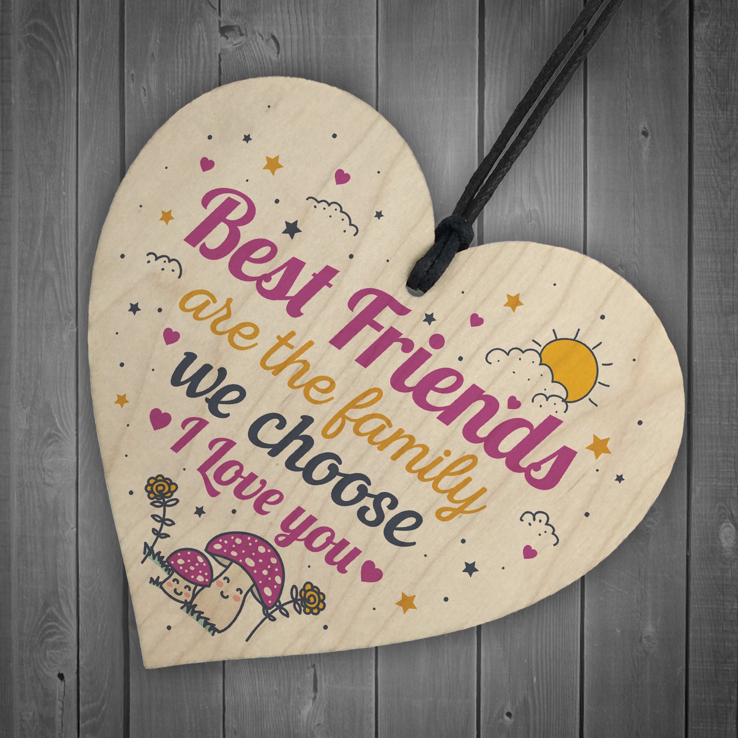 Best Friends Friendship Gift Idea Handmade Wooden Sign Keepsake