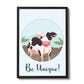 Animal Framed Nursery Prints Cow Wall Art Picture Baby Room