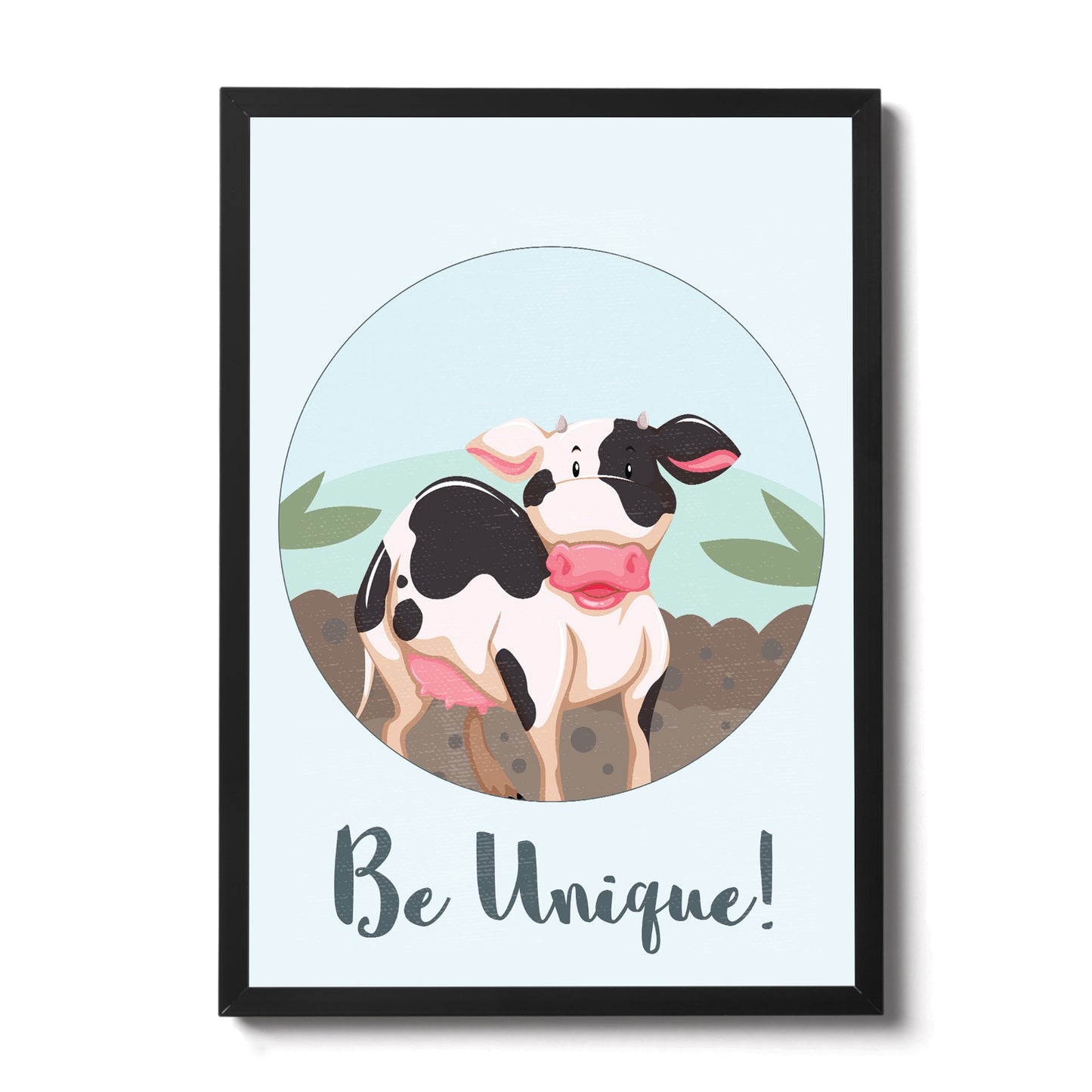 Animal Framed Nursery Prints Cow Wall Art Picture Baby Room