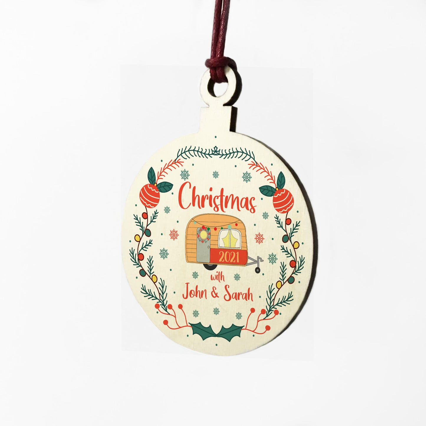 Caravan Lover Gift Personalised Christmas Tree Decoration