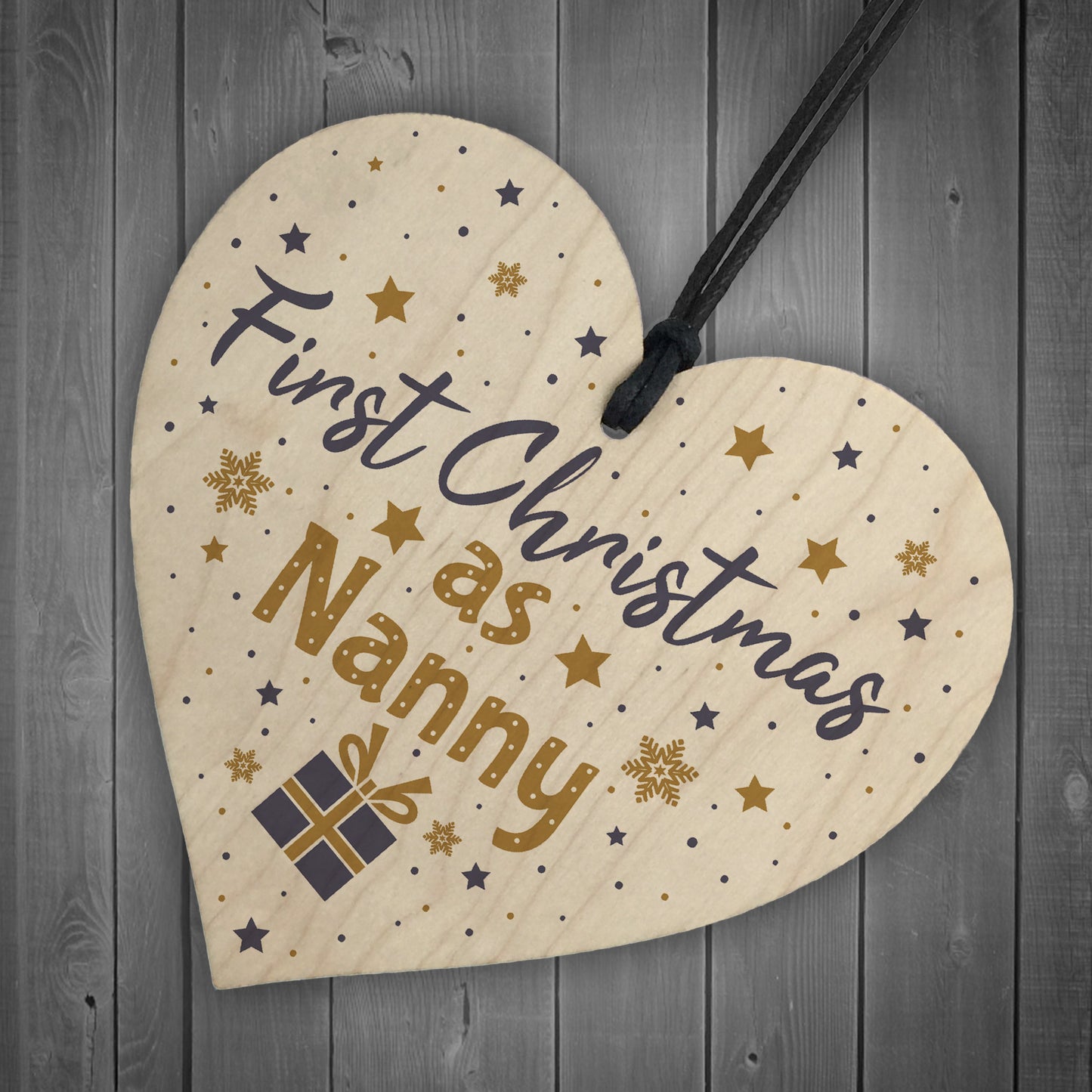 First 1st Christmas As Nanny Tree Decoration Bauble Wooden Heart
