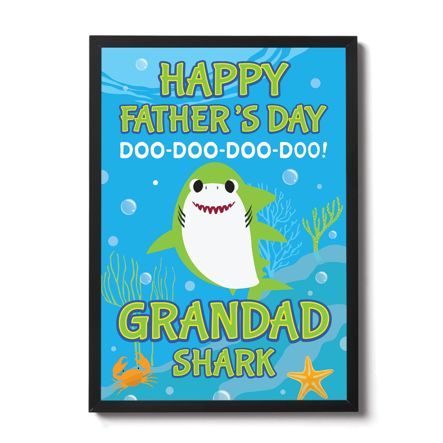 Baby Cartoon Shark Framed Print Fathers Day Gift For Grandad