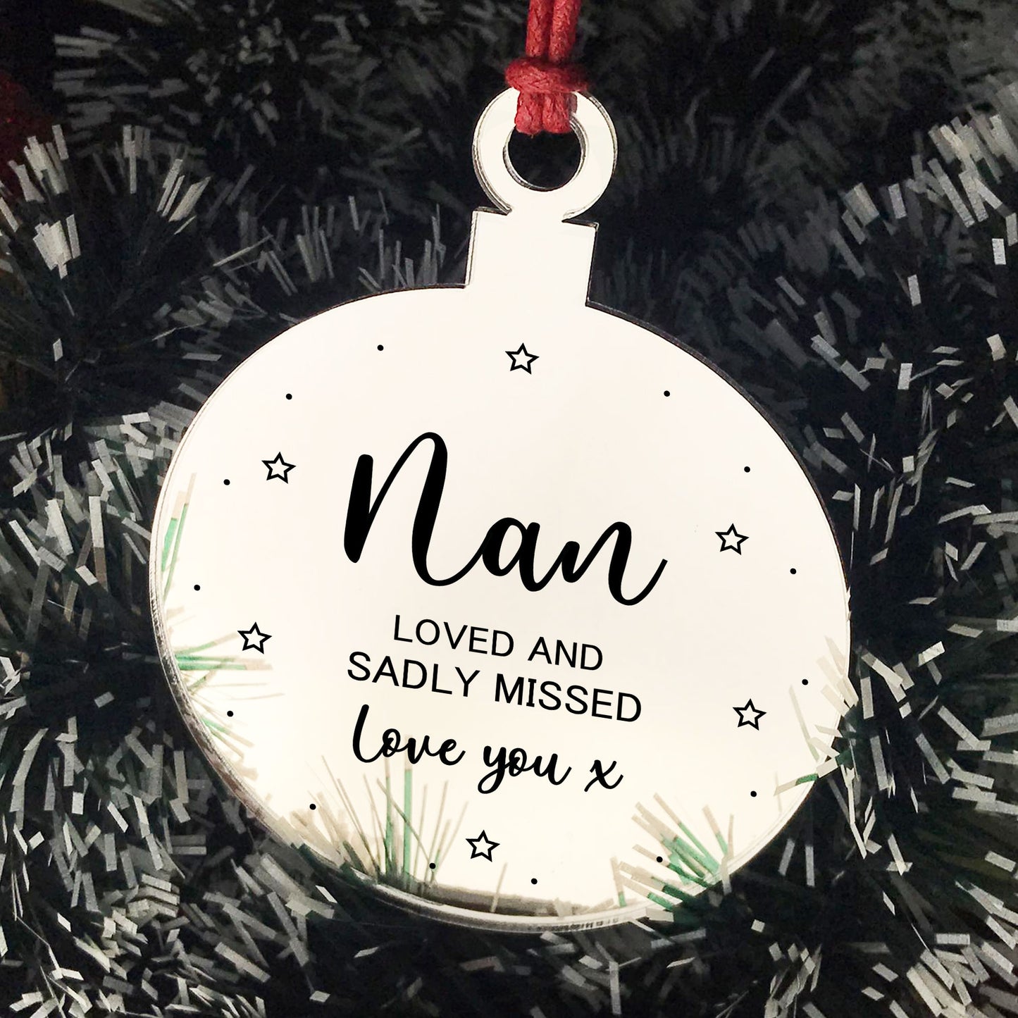 Nan Memorial Gift Engraved Hanging Bauble In Memory Plaque