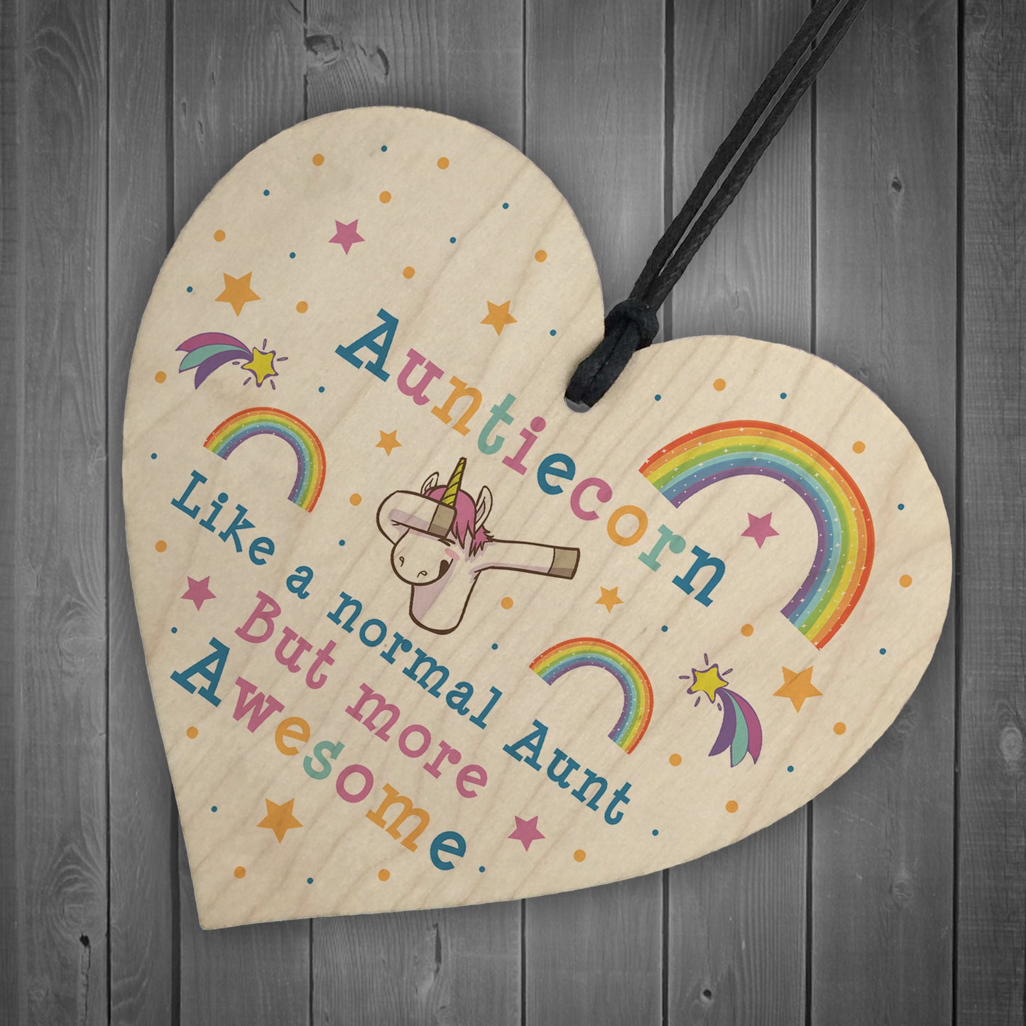 Aunticorn Wood Heart Auntie Unicorn Gift Auntie Birthday Xmas