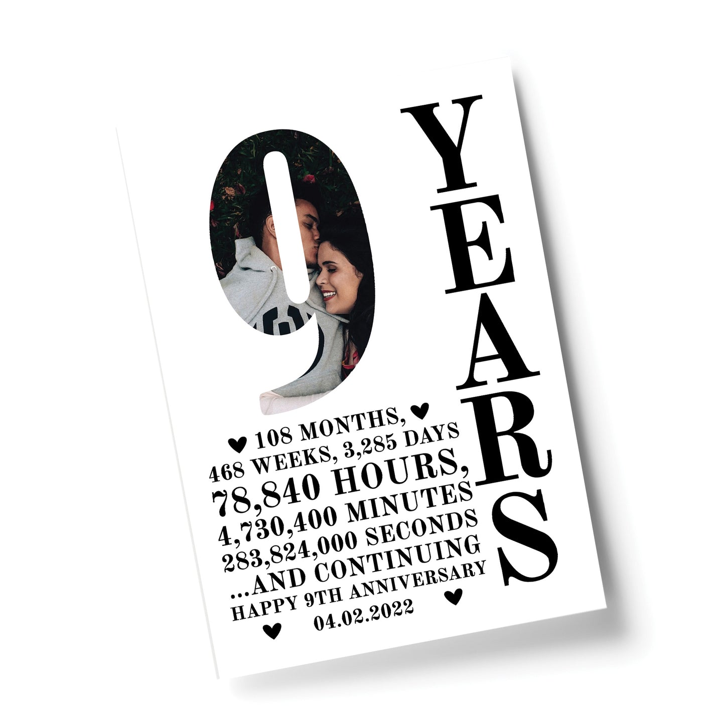 9th Anniversary Gift Print Personalised Husband Wife Him Her