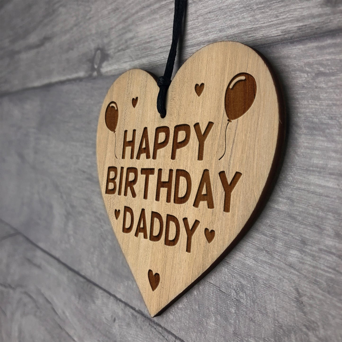 Birthday Gift For Daddy Wood Engraved Heart 30th 40th 50th