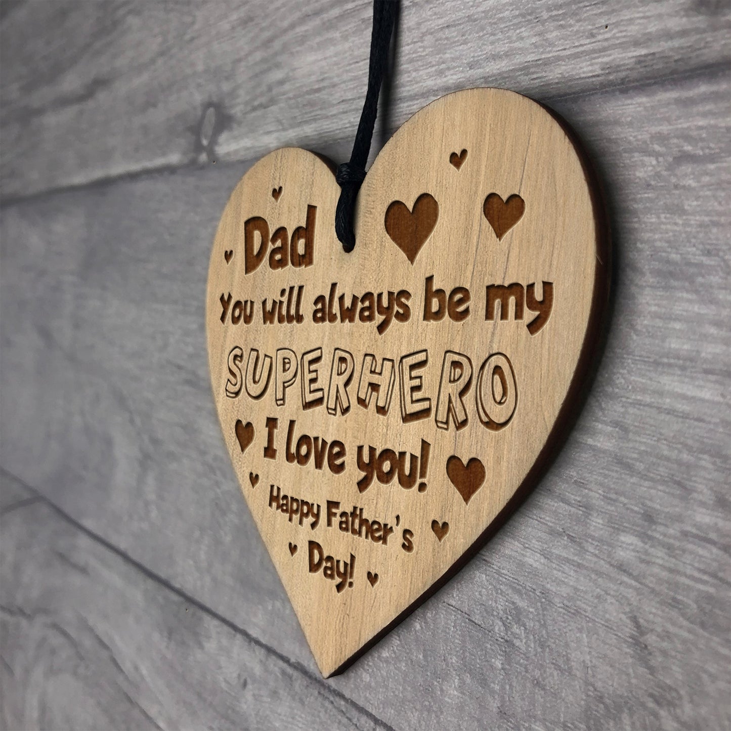 Dad SUPERHERO Gift Engraved Heart Fathers Day Gifts For Dad