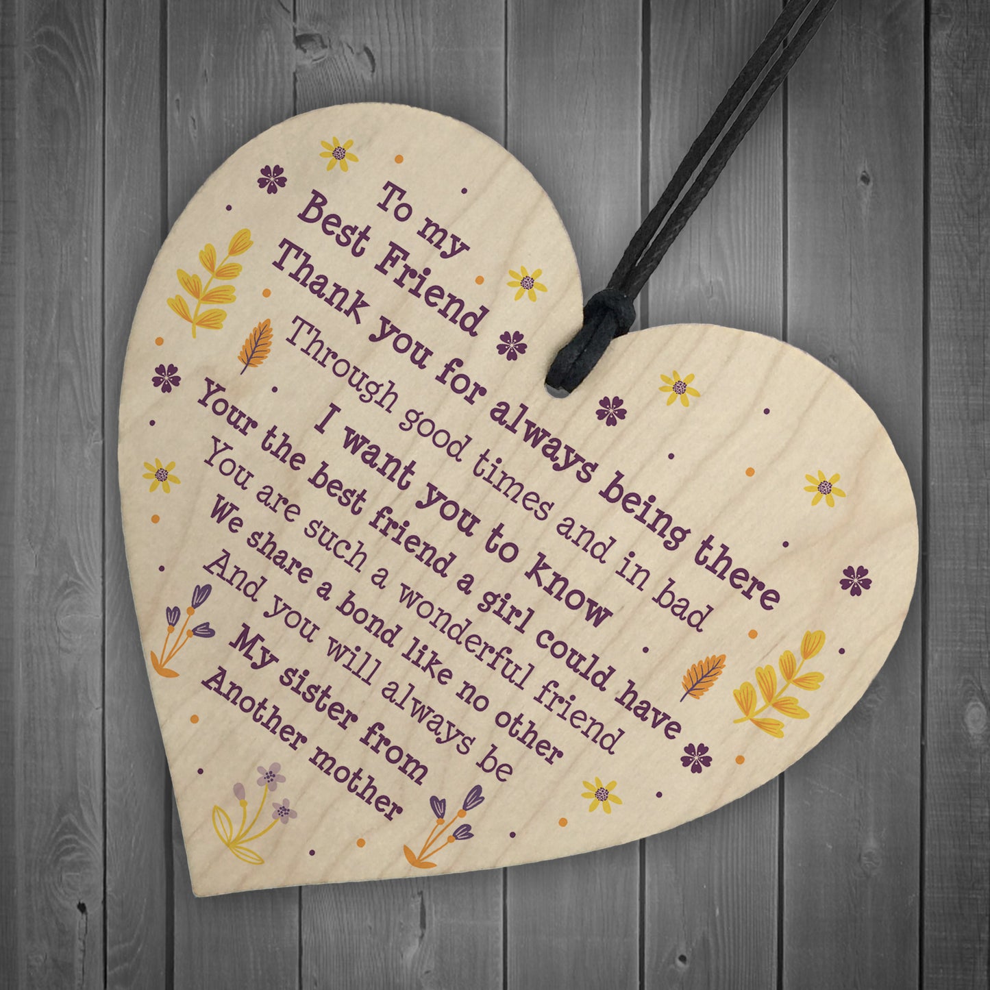 Handmade Gift For Best Friend Birthday Christmas Wooden Heart