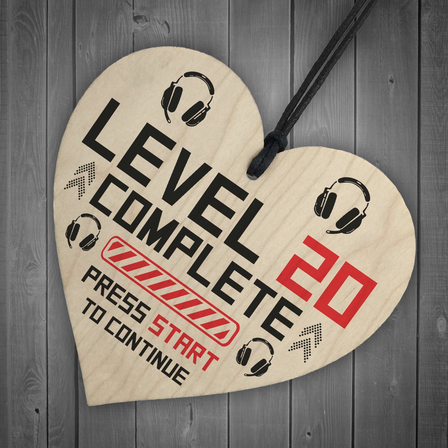 20th Birthday Gamer Gift Wood Heart Novelty 20th Birthday Gifts