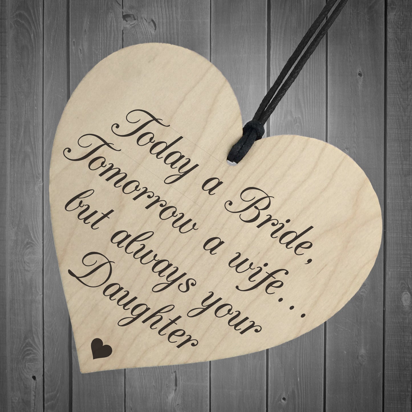 Bride Wife Daughter Wooden Hanging Heart Wedding Plaque