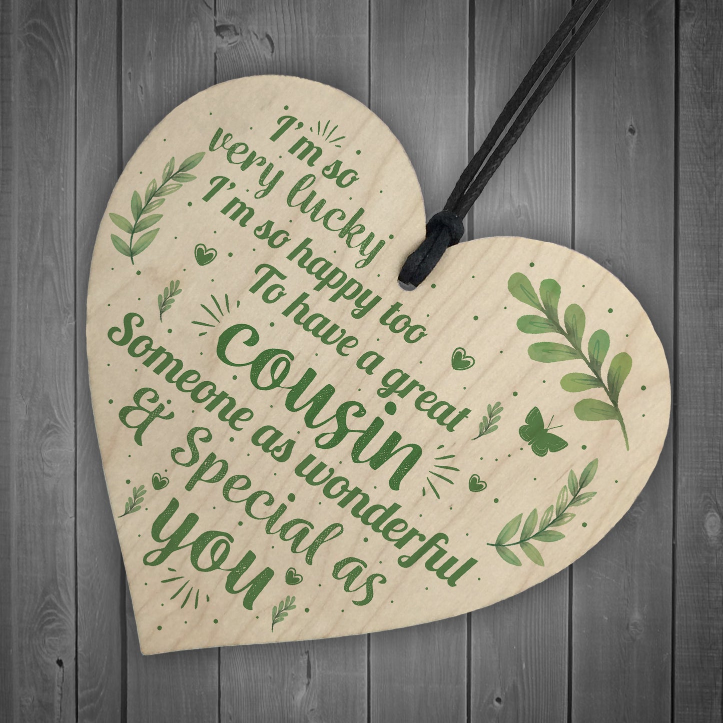 Handmade Special Cousin Gift Wood Heart Plaque Birthday Keepsake