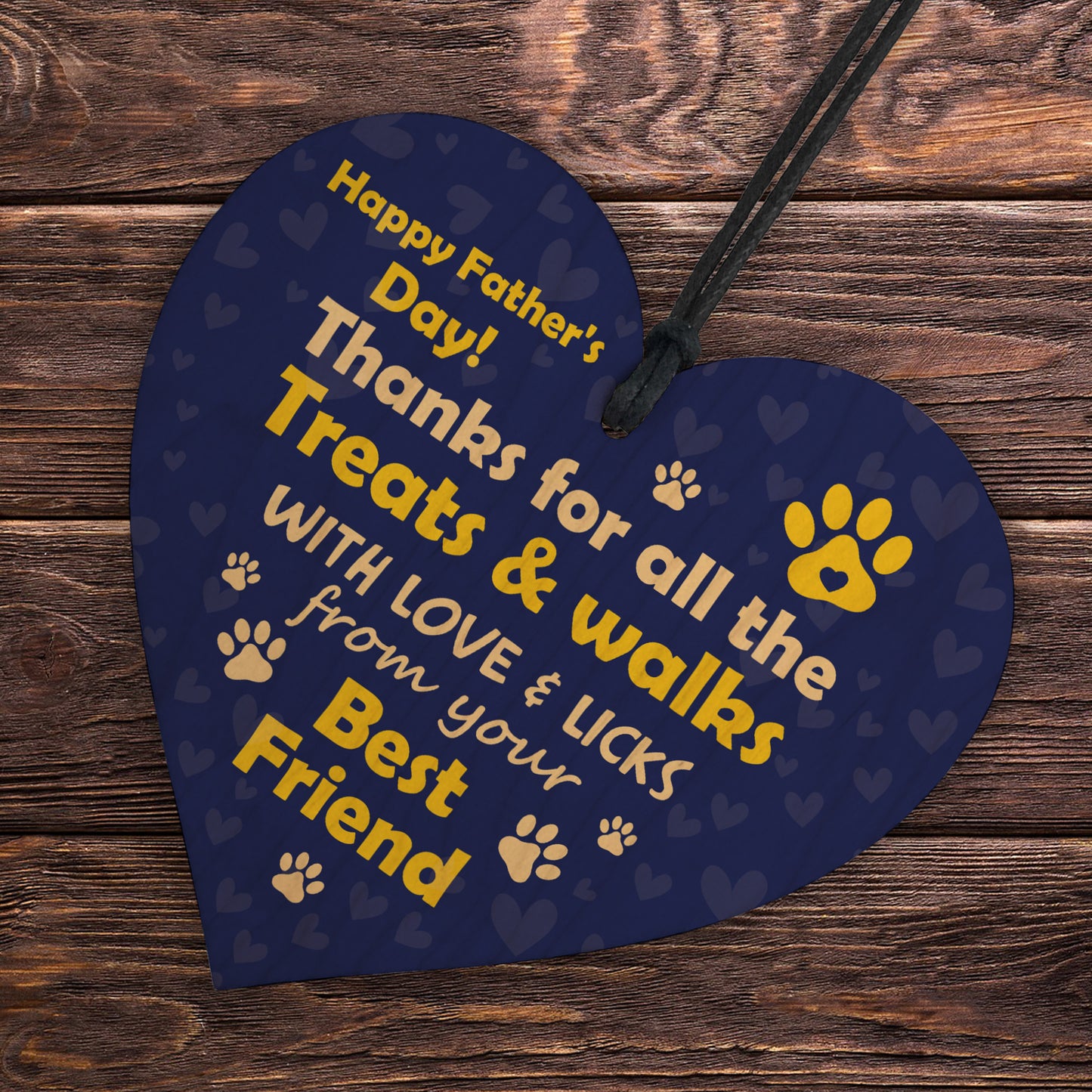 Fathers Day Funny Gifts From The Dog Novelty Wooden Heart