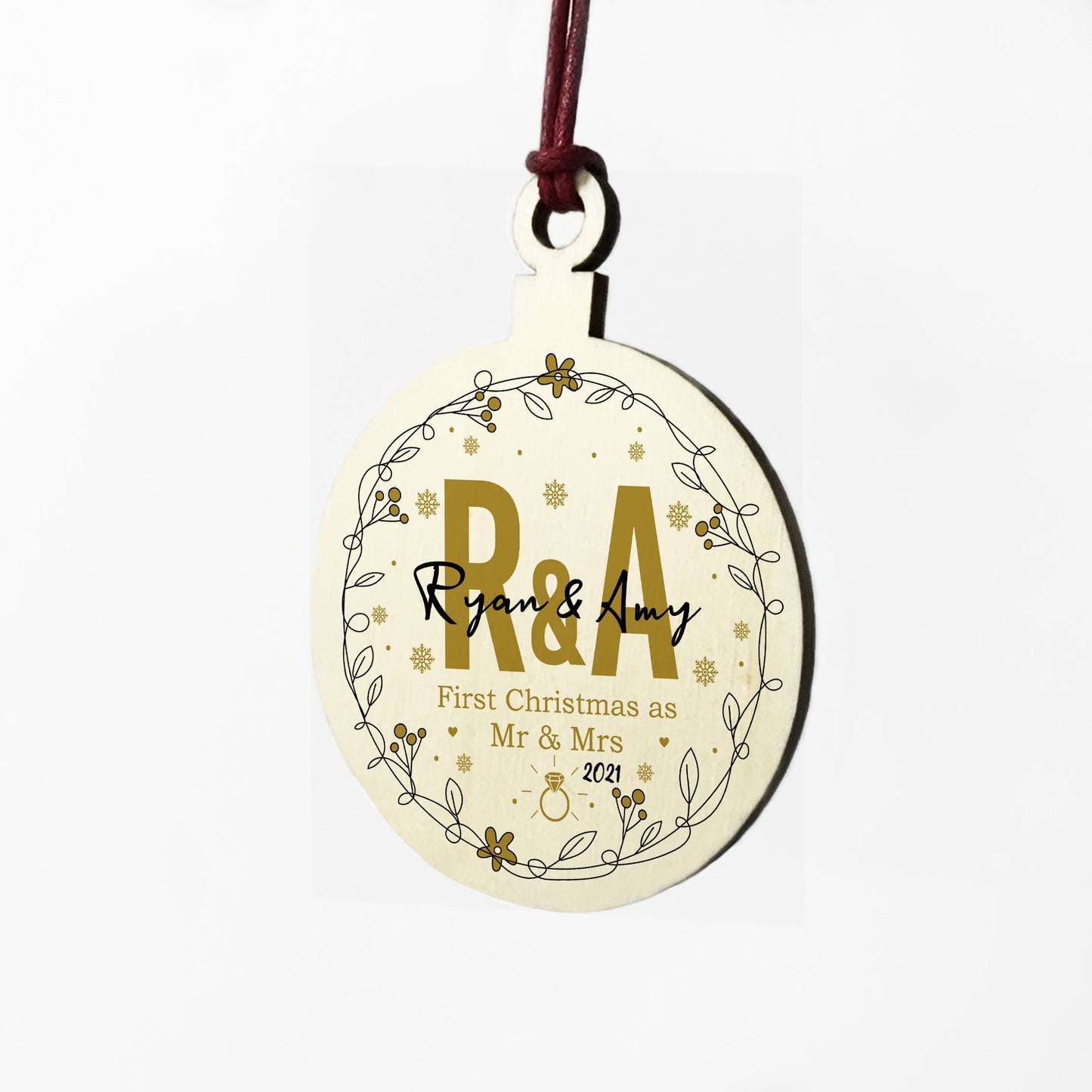 Personalised Initial First Christmas As Mr & Mrs Bauble Decor