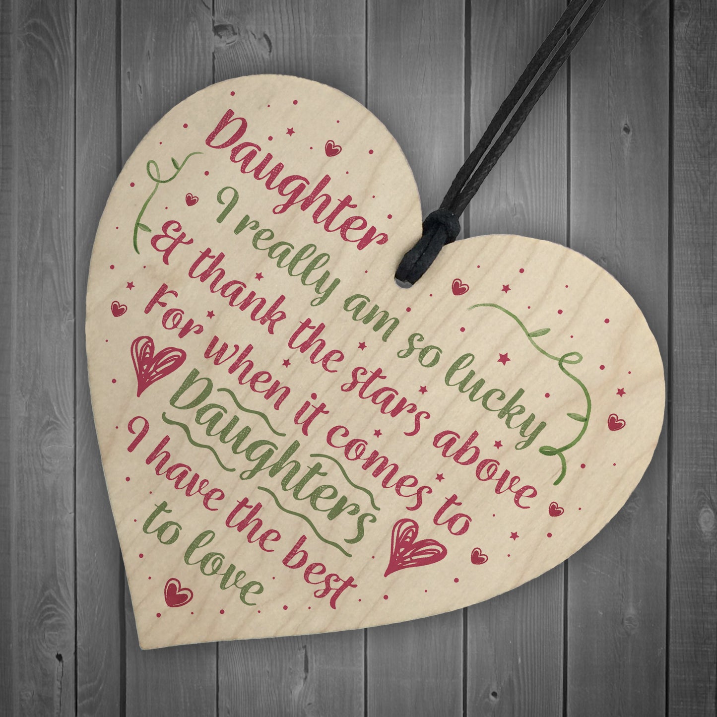Handmade Gift For Daughter Wooden Heart Chic Birthday Plaque