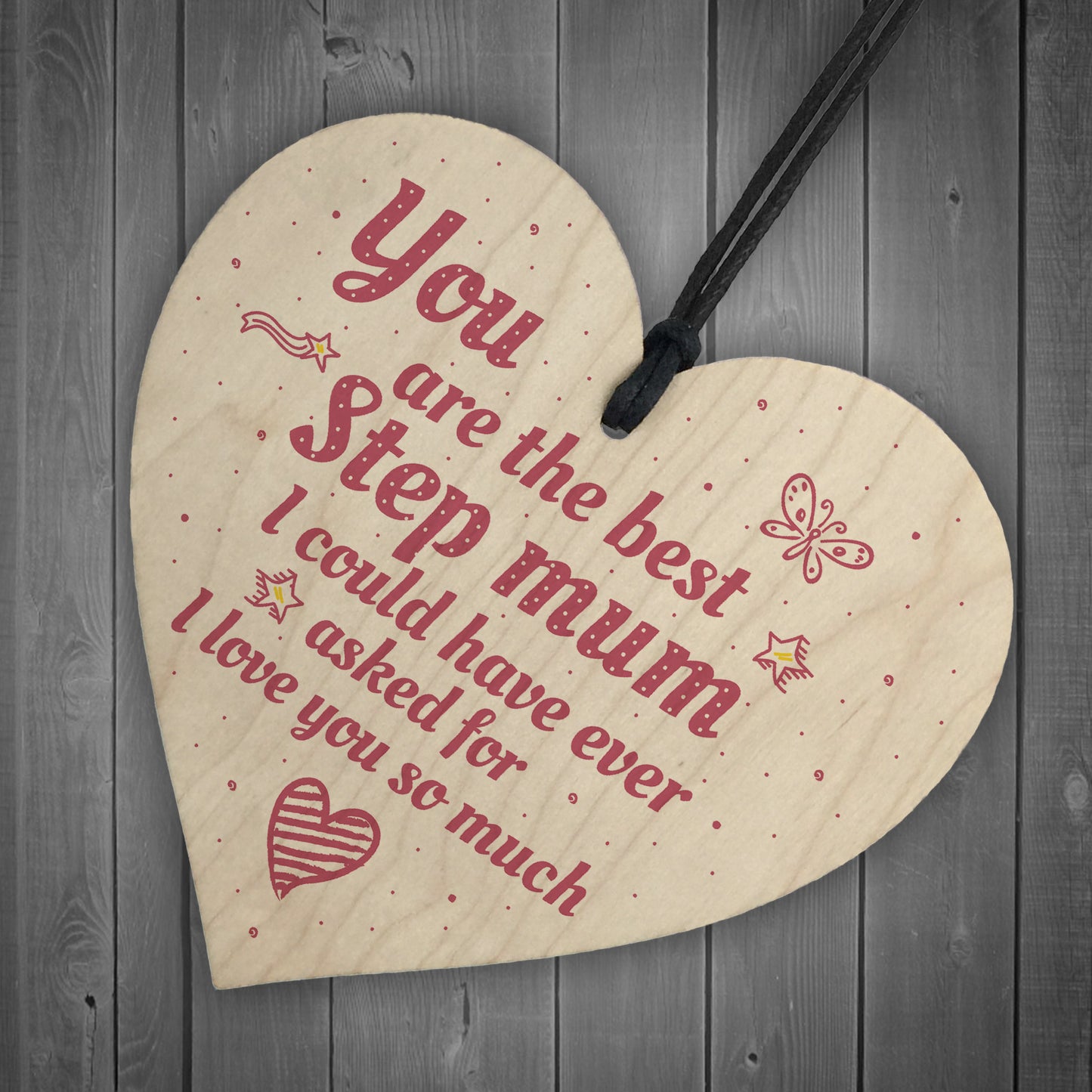 Handmade Best Stepmum Wood Hanging Plaque Gifts For Mum