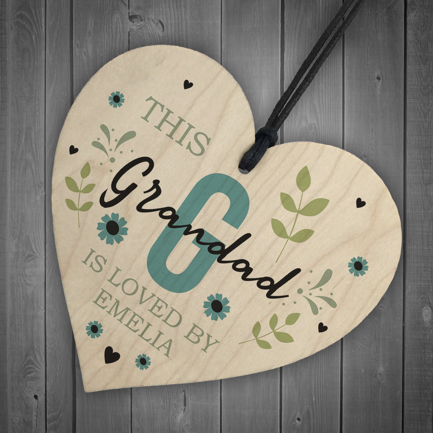 Personalised Fathers Day Birthday Gift For Grandad Wood Heart