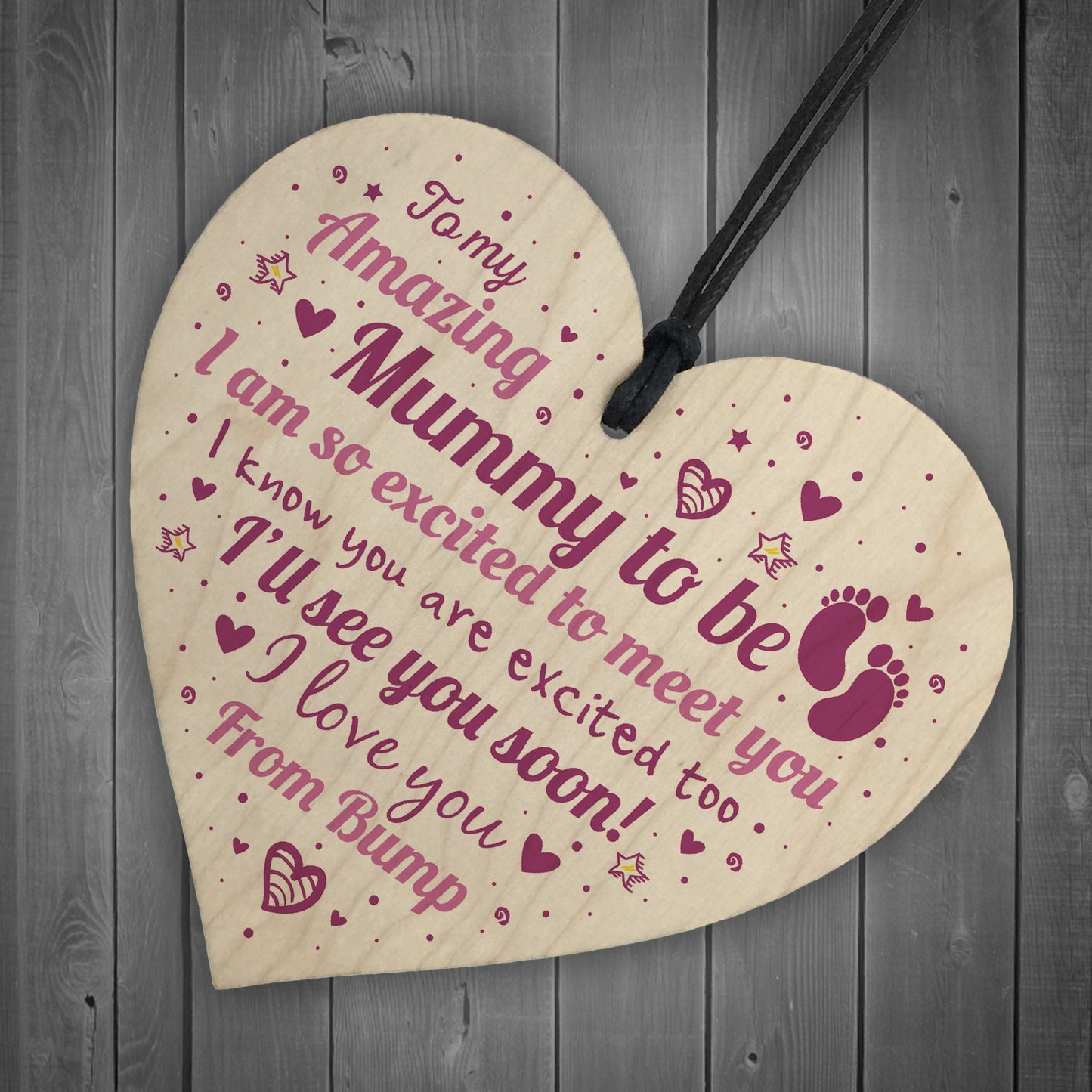 Mum Mummy To Be Gift Funny Novelty Wood Heart Baby Shower Gift