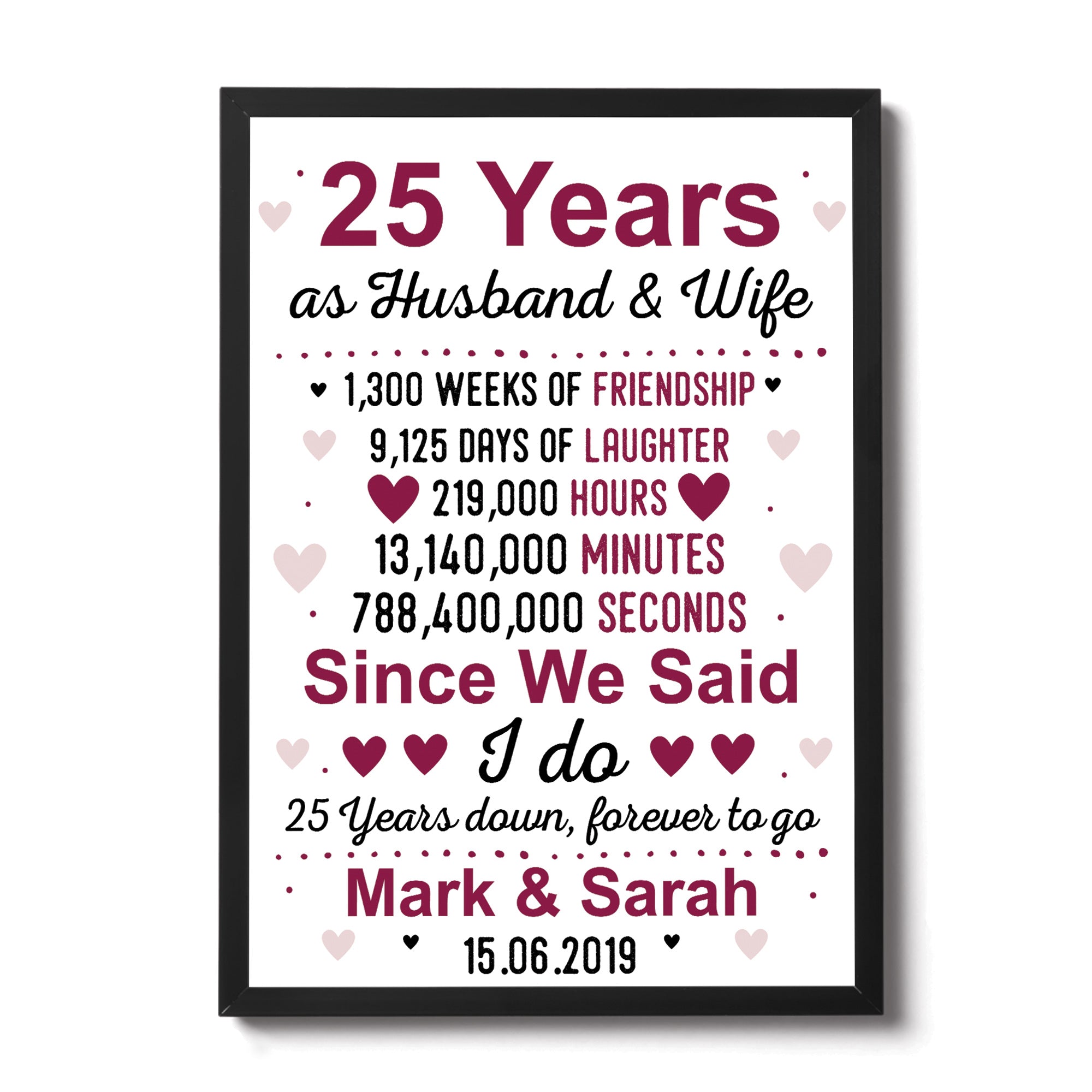 Wife 25th anniversary gift hot sale
