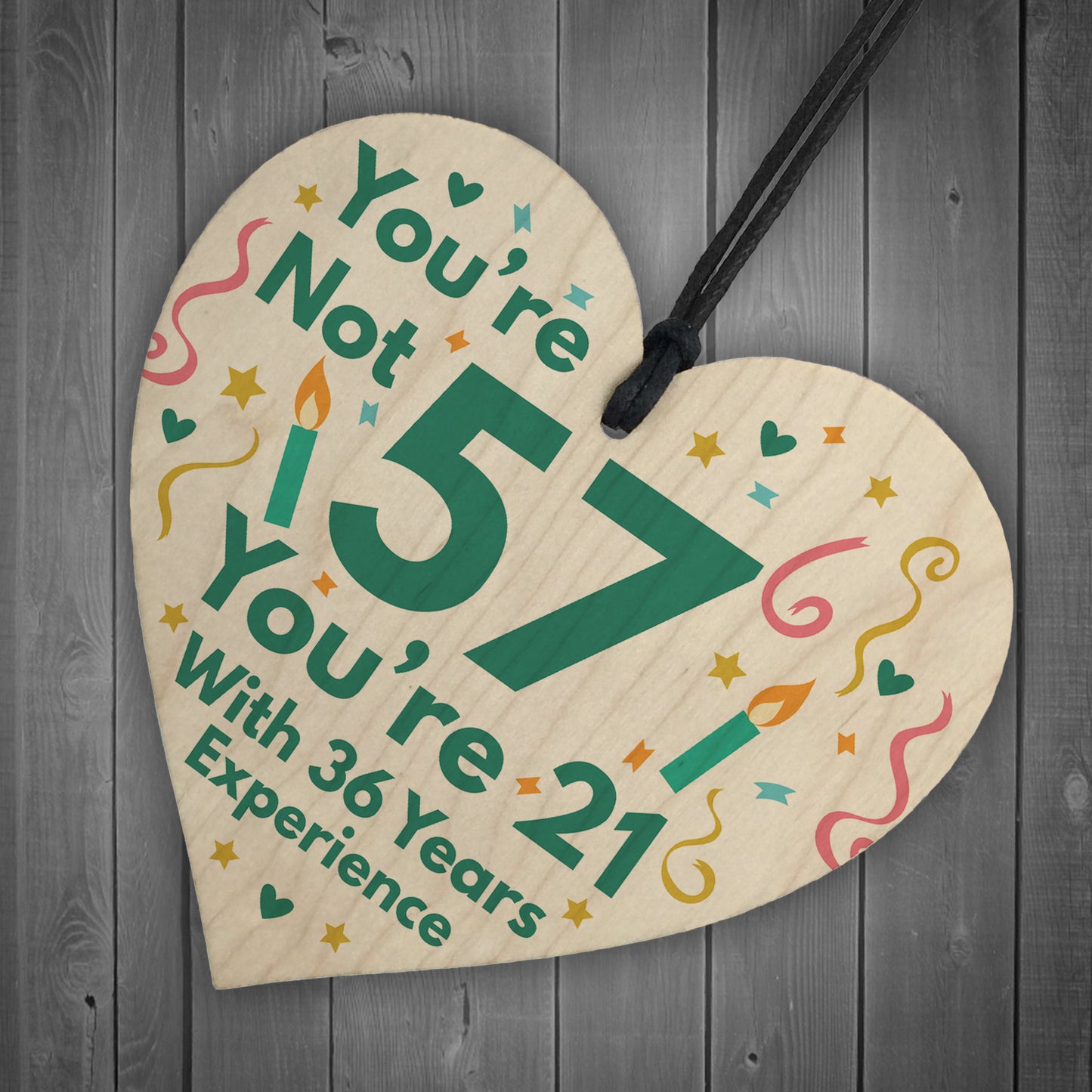 Funny Birthday Gifts Novelty 57th Birthday Gift Wood Heart Card
