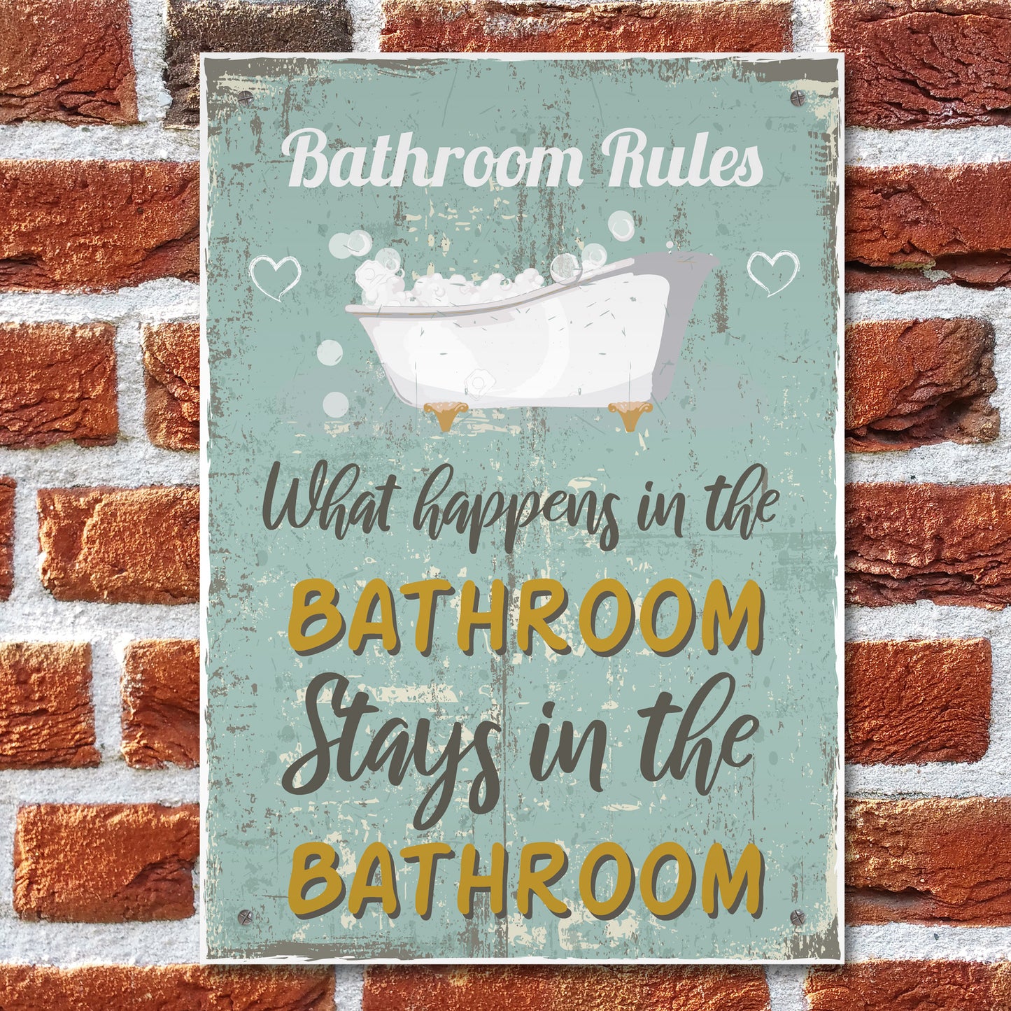 Shabby Chic What Happens In The Bathroom Funny Sign Plaque