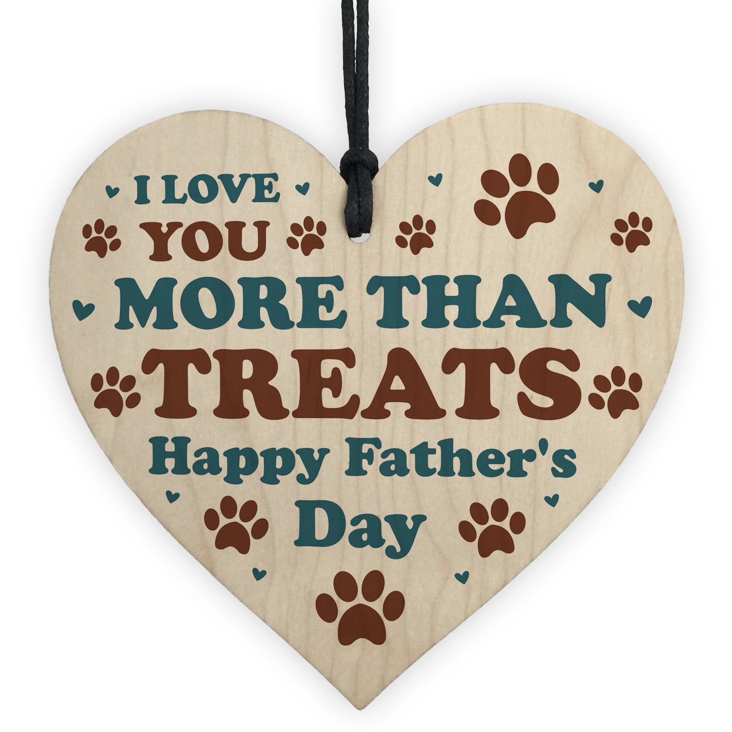 Fathers Day Gift From The Dog Funny Card And Wooden Heart