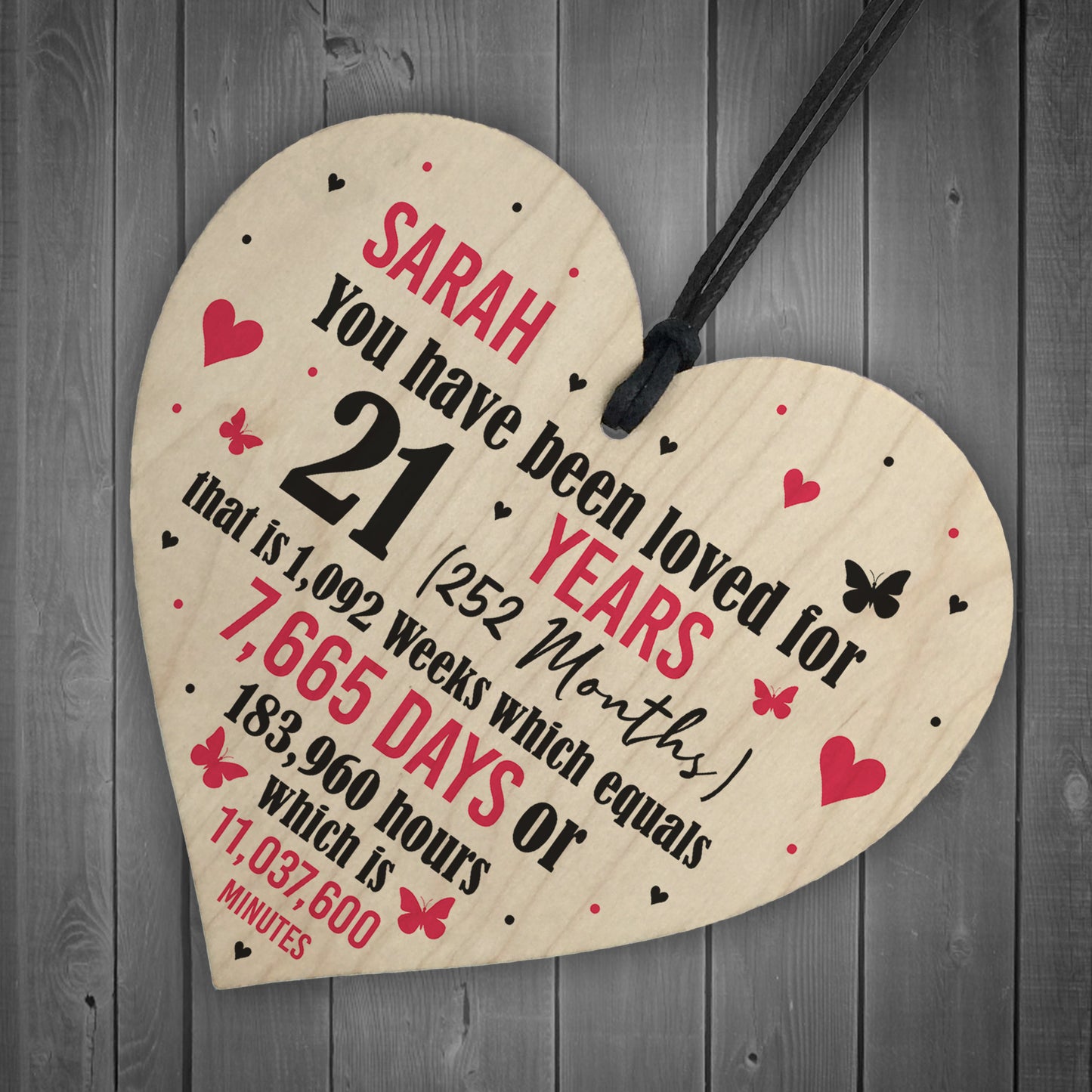 Personalised 21st Birthday Gift Wooden Heart Keepsake Funny Gift