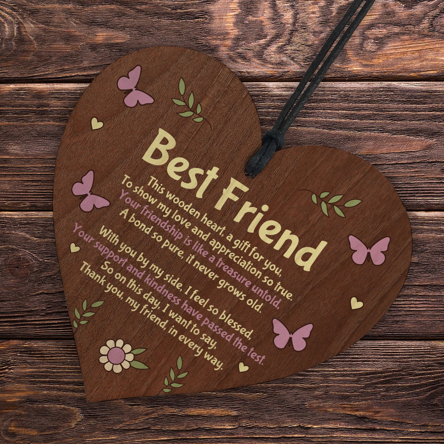 Thank You Gift For Best Friend FRIENDSHIP SIGN Wooden Heart
