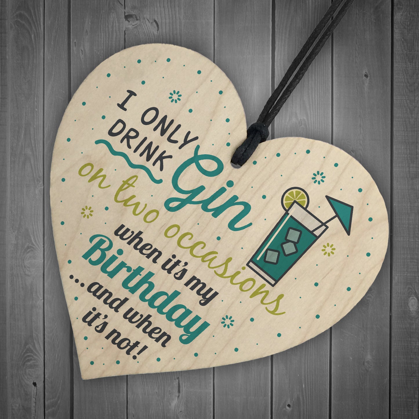 Handmade Gift For Gin Lovers Wood Heart Sign Gin Birthday Gift