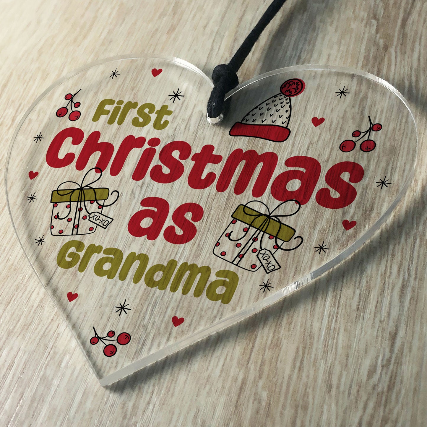 Christmas Decoration 1st Christmas As Grandma Gift Acrylic Heart