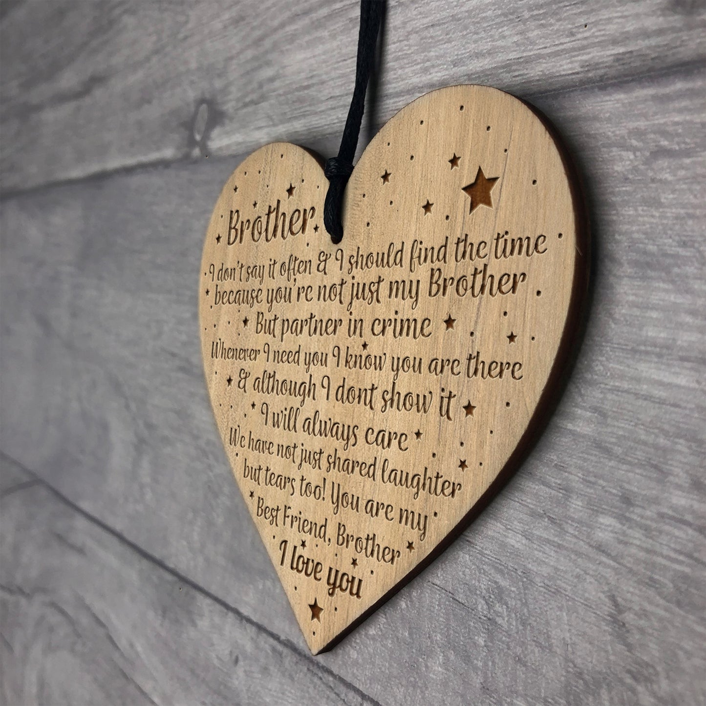 Brother Gifts From Sister Engraved Wooden Heart Birthday Gift
