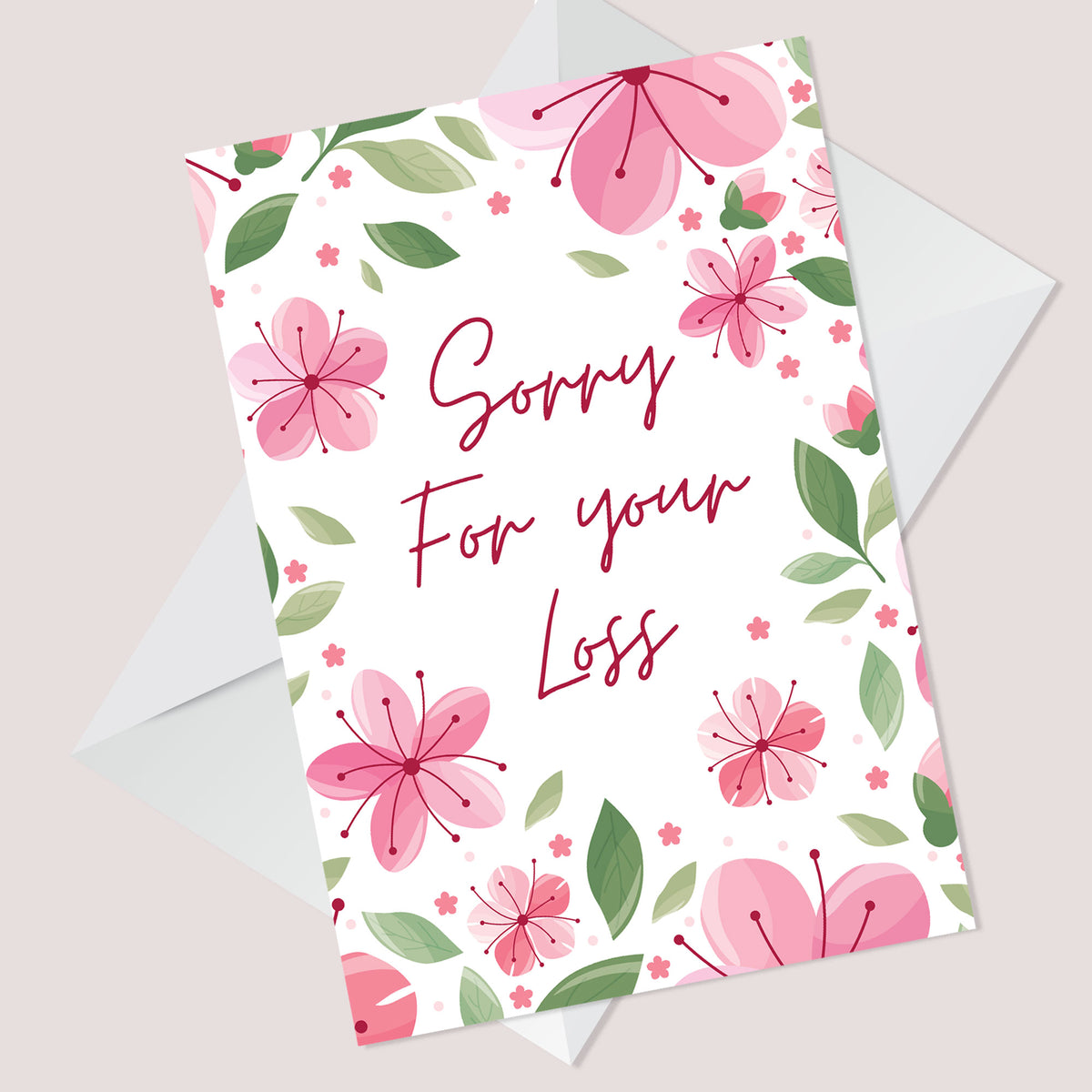 Sorry For Your Loss Sympathy Pink Floral Condolences Card