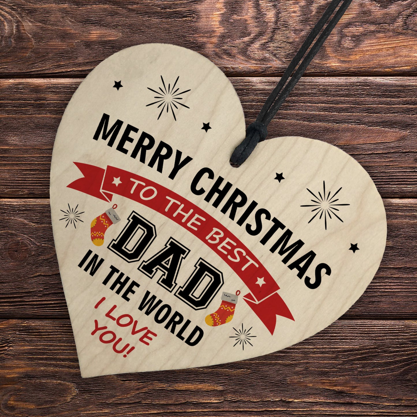 Dad Gift From Daughter Son Wooden Hanging Christmas Heart