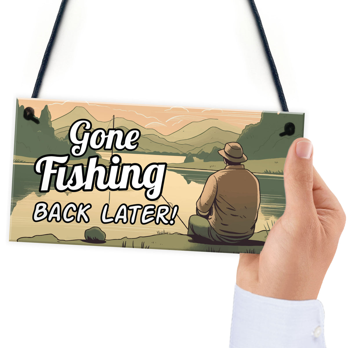 Gone Fishing Hanging Plaque Novelty Fishing Gifts For Men Dad