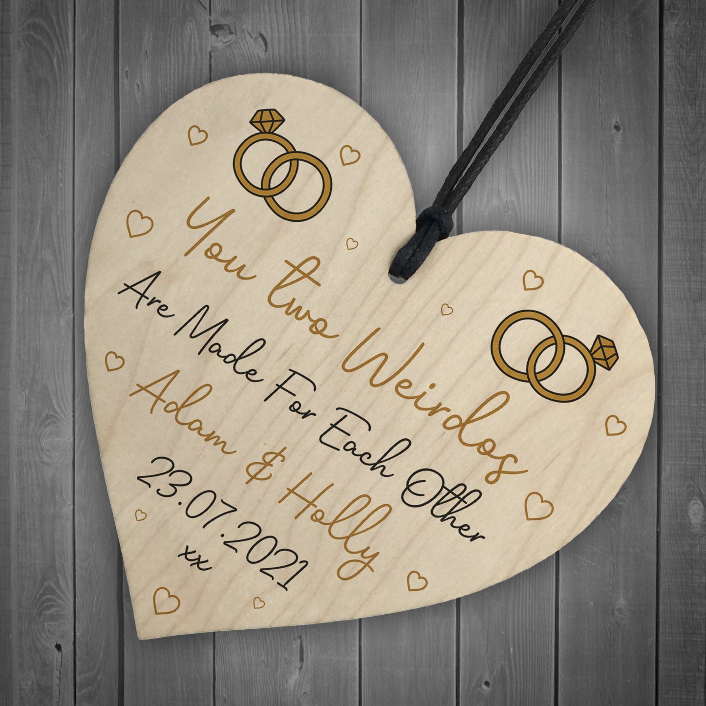 Funny Engagement Gifts For Friend Couple Personalised Wood Heart