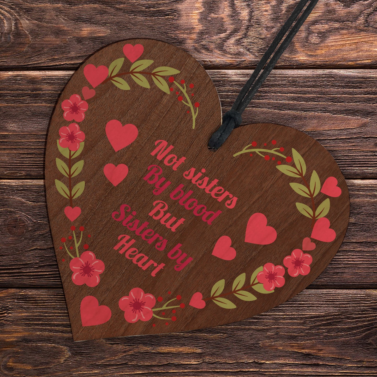 Gift for Your BFF Best Friend Sign Sisters By Heart Wood Heart