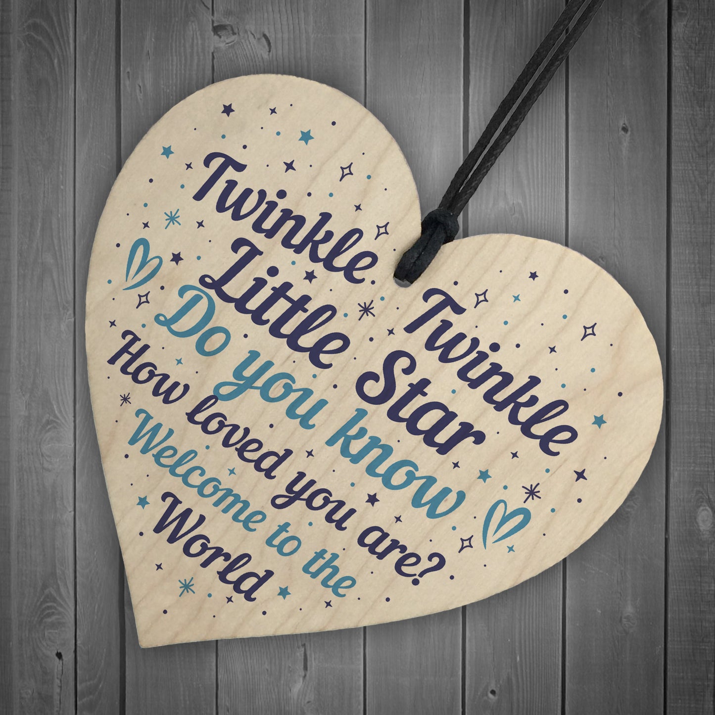 Baby Shower Party Gift Baby Girl Boy Wooden Heart Mum Dad Gift