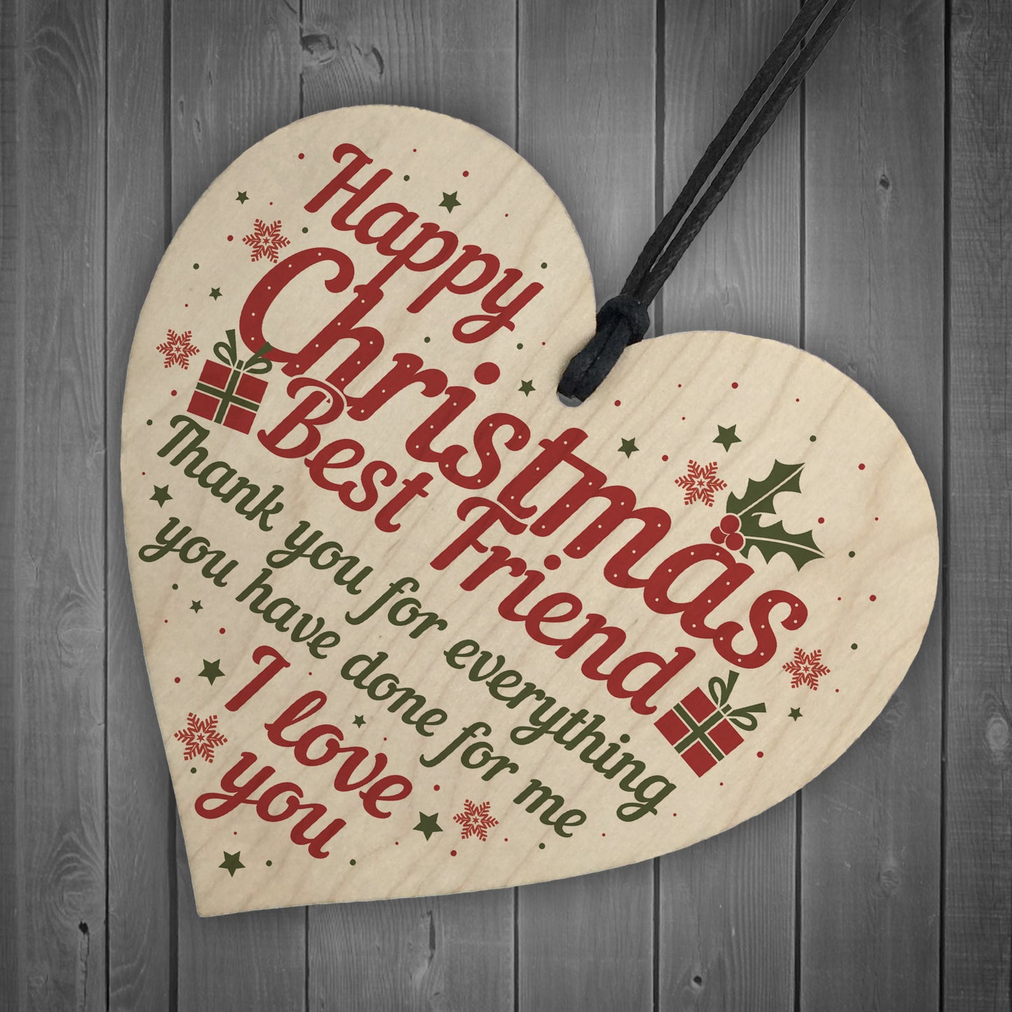 Best Friend Christmas Card Gifts Friendship Friend Wooden Heart