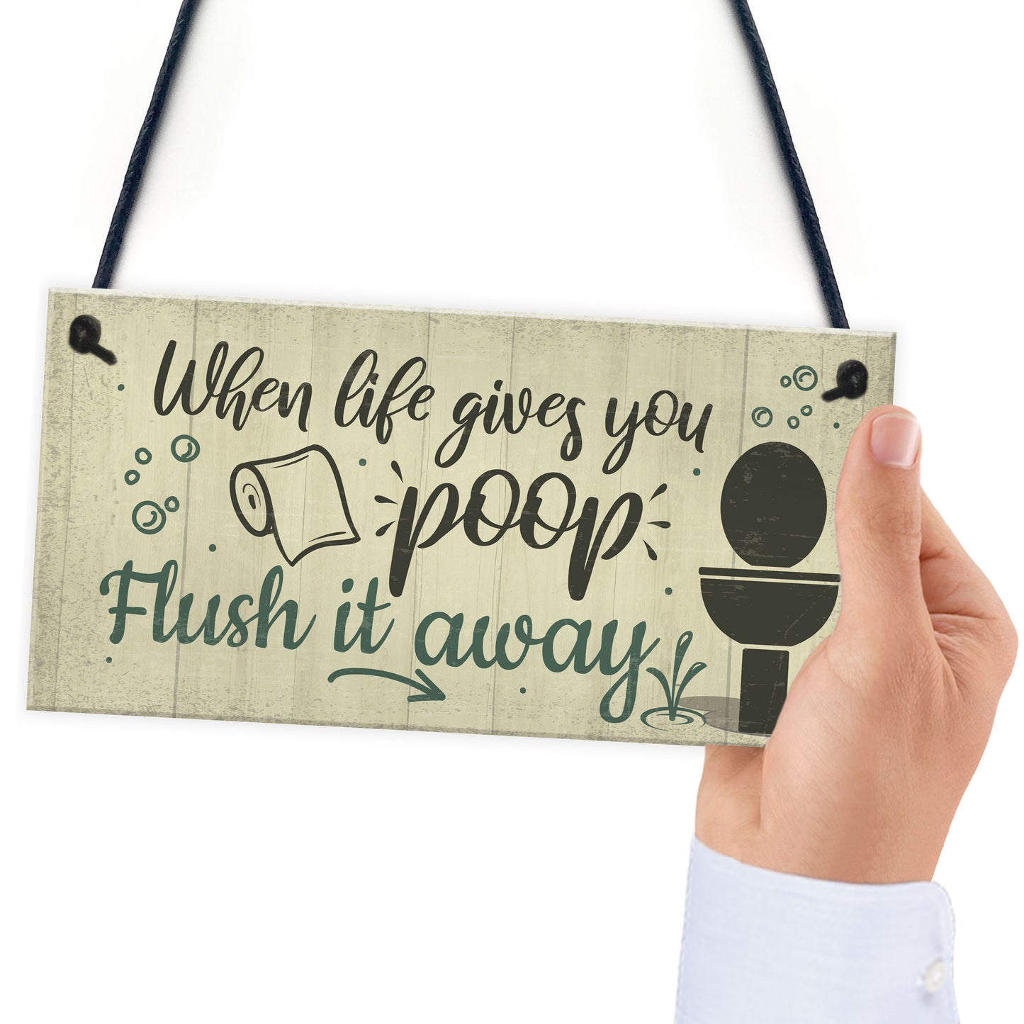 Bathroom Sign Shabby Chic Funny Poop Toilet Loo Door Sign Home