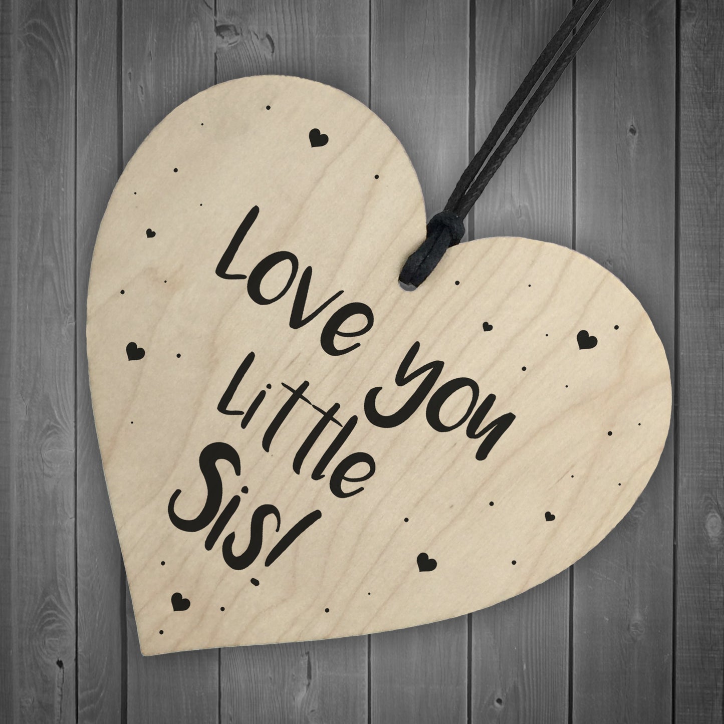 Novelty Little Sister Gift Wood Heart Love Plaque Birthday Xmas