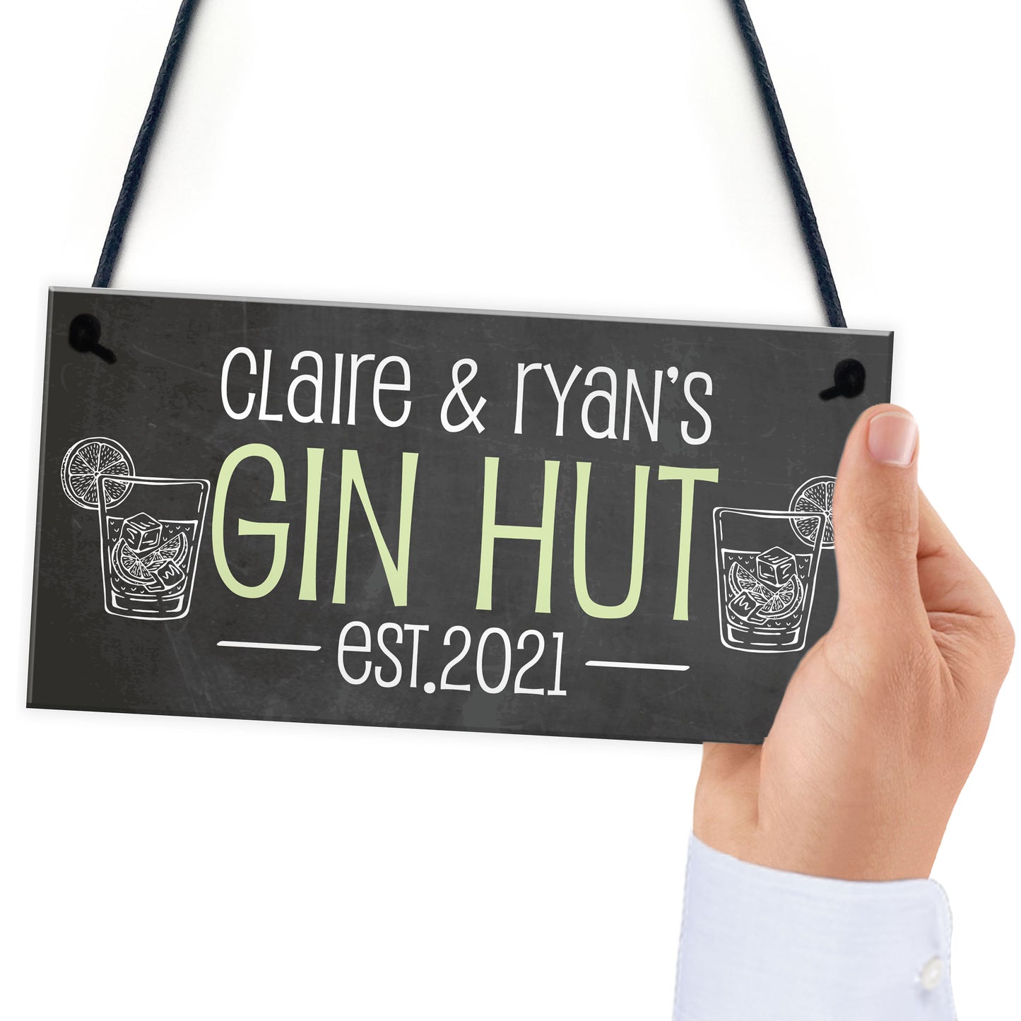GIN HUT Personalised Decor Sign For Home Bar Garden Bar