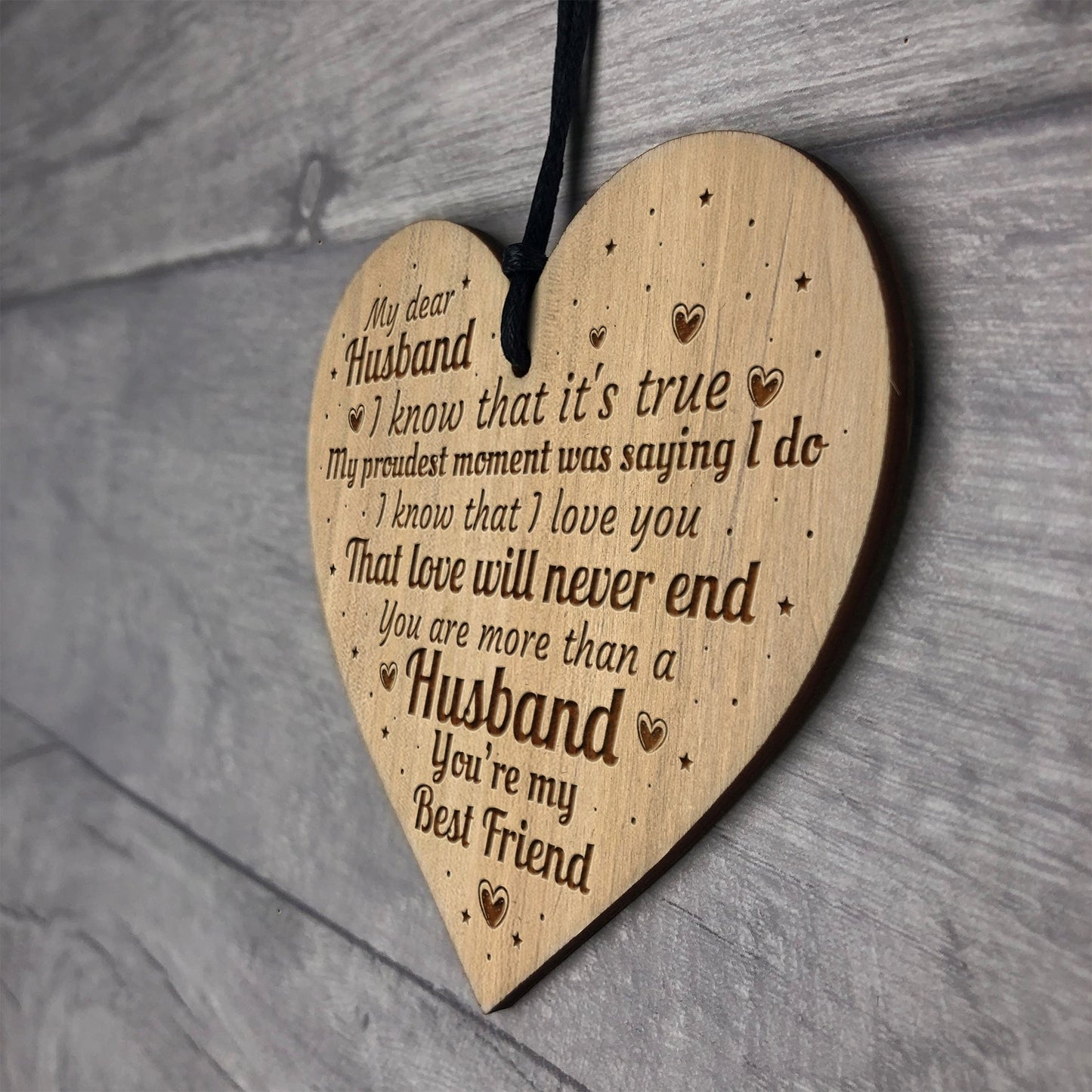 Anniversary Birthday Christmas Gift For Husband Engraved Heart