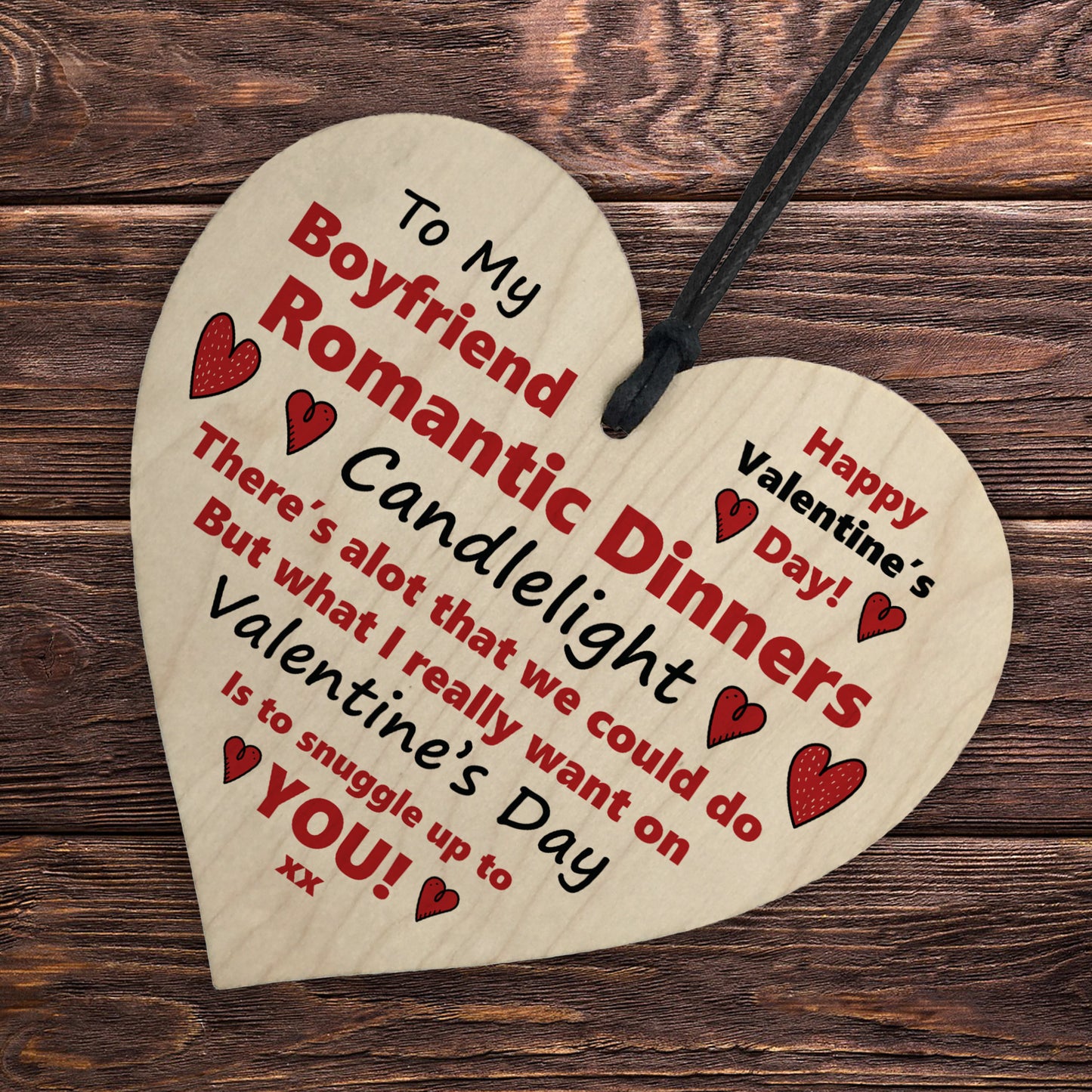 BOYFRIEND GIFT For Valentines Wooden Heart Valentines Day Gift