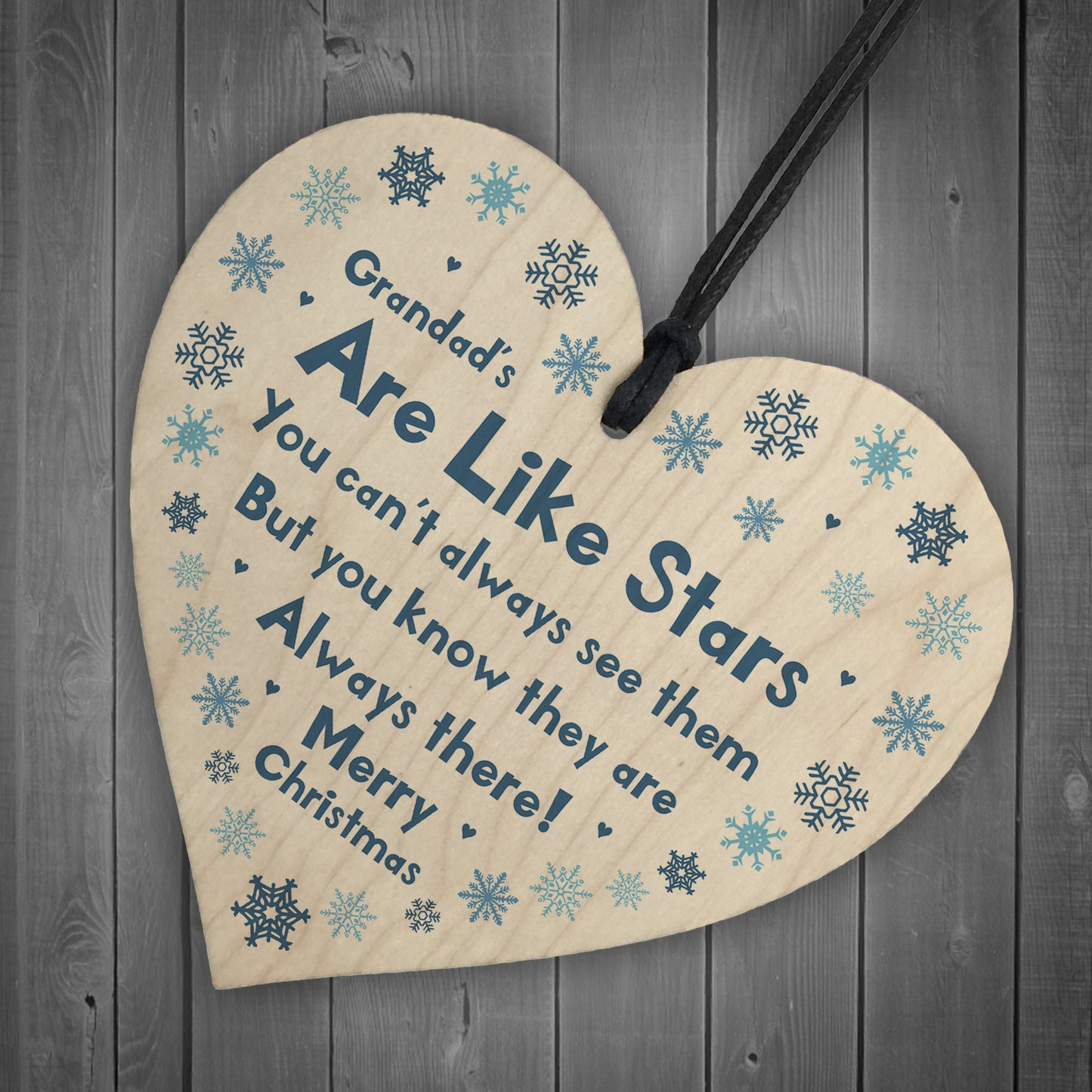 Grandad Christmas Wooden Heart Gift For Grandfather Novelty Gift