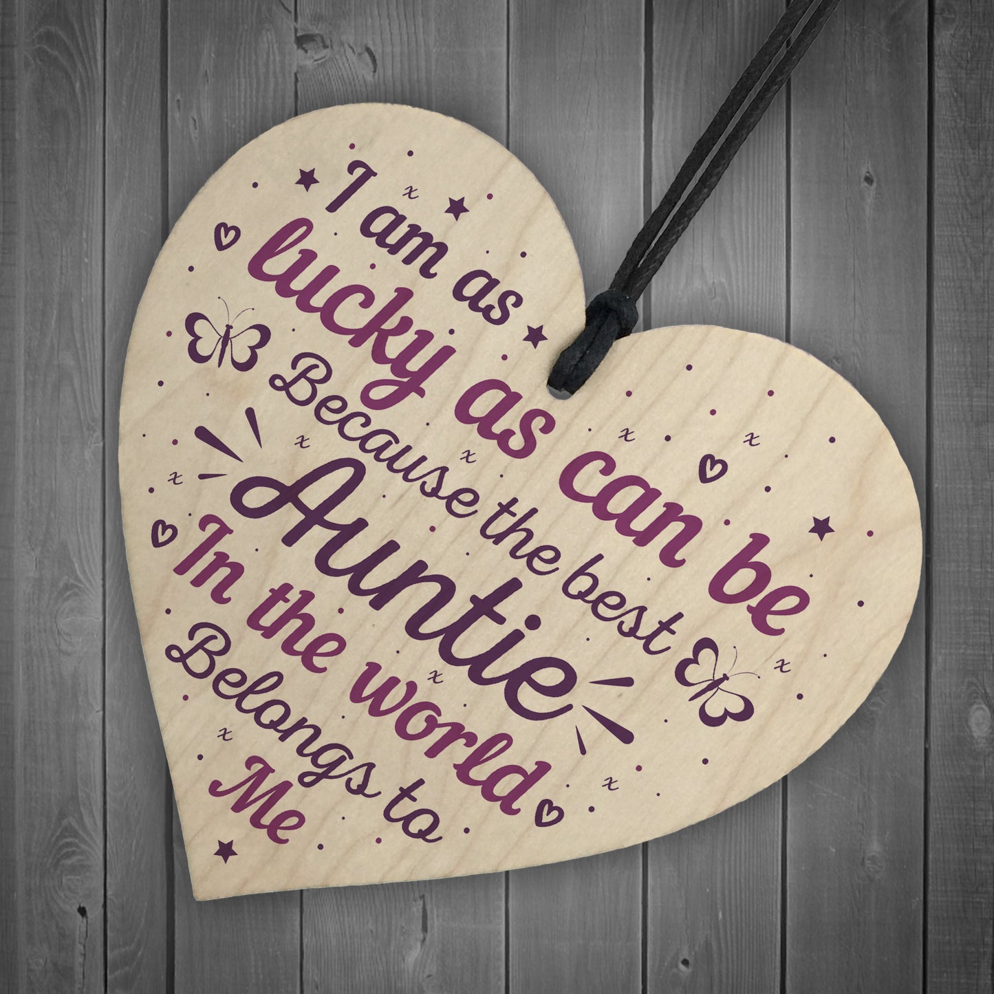 Keepsake Wooden Heart Plaque Birthday Thank You Gifts for Auntie